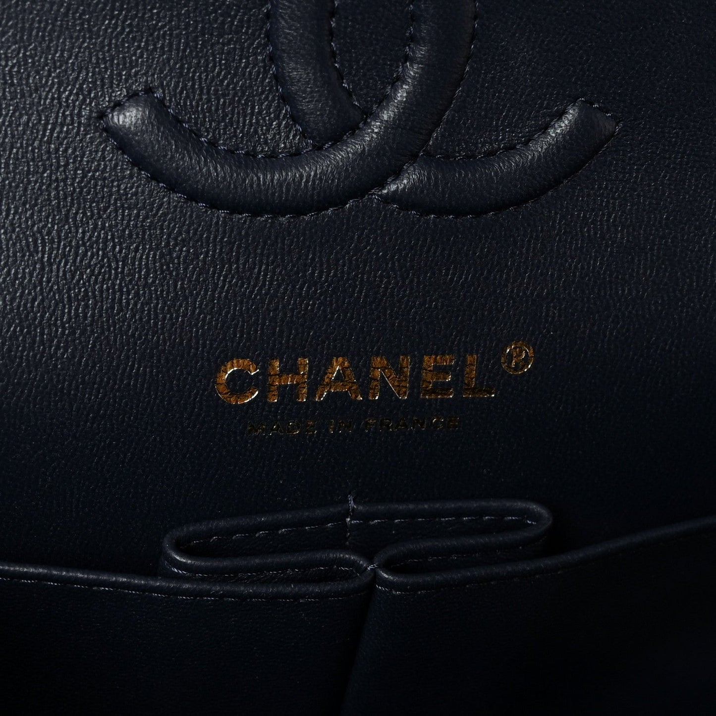 Lambskin Quilted Small Double Flap Navy