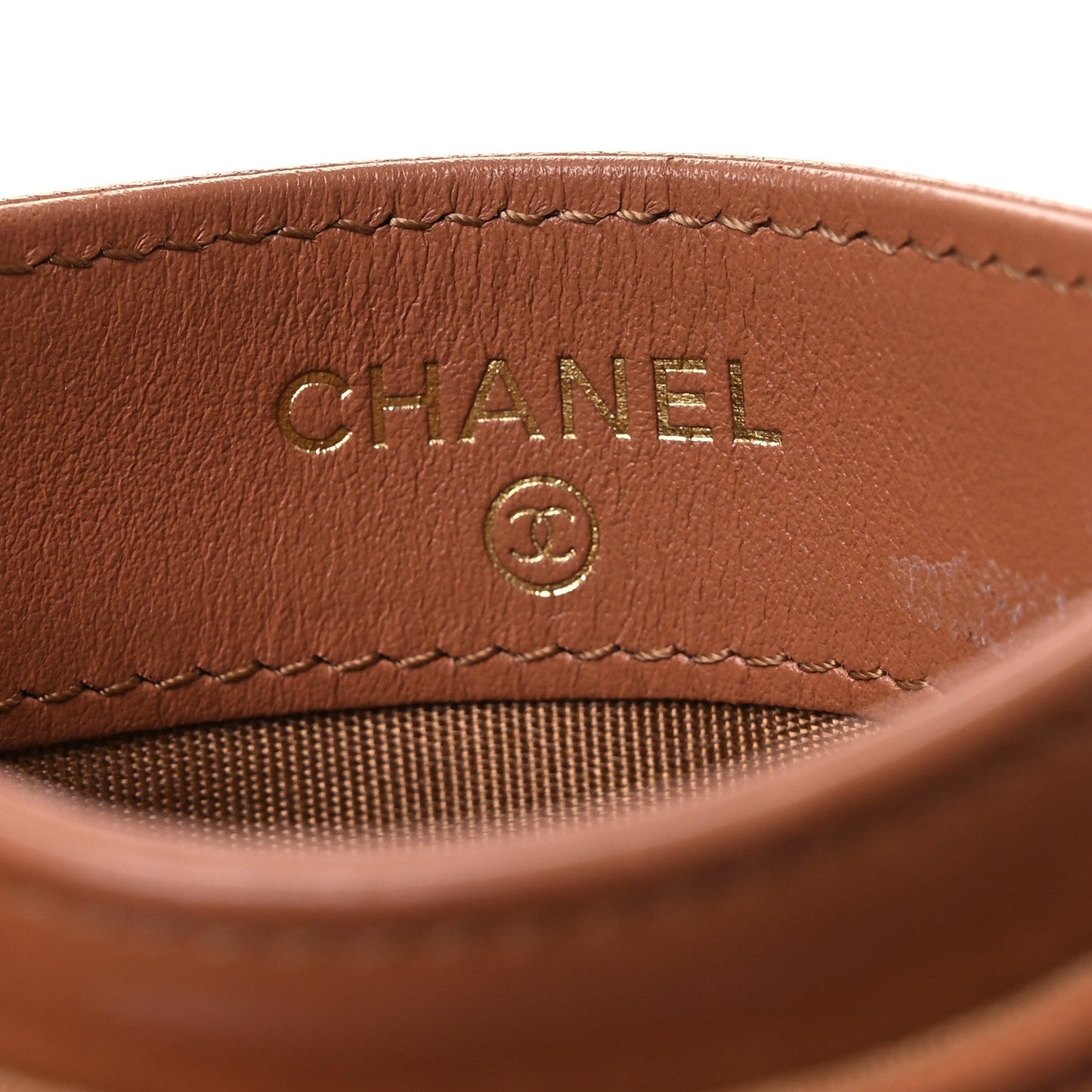 Lambskin Quilted Chanel 19 Card Holder Brown