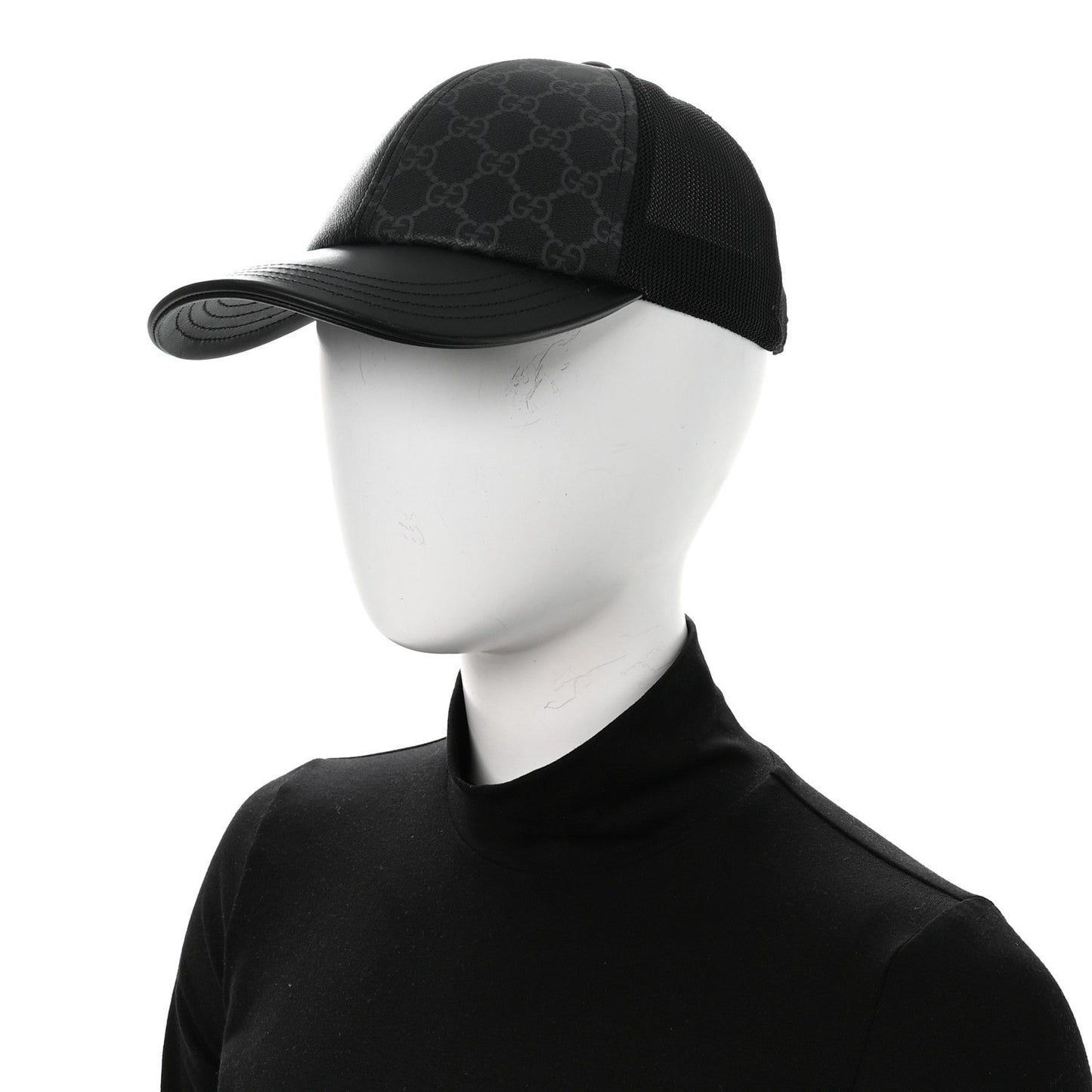 GG Supreme Monogram Baseball Hat S Black