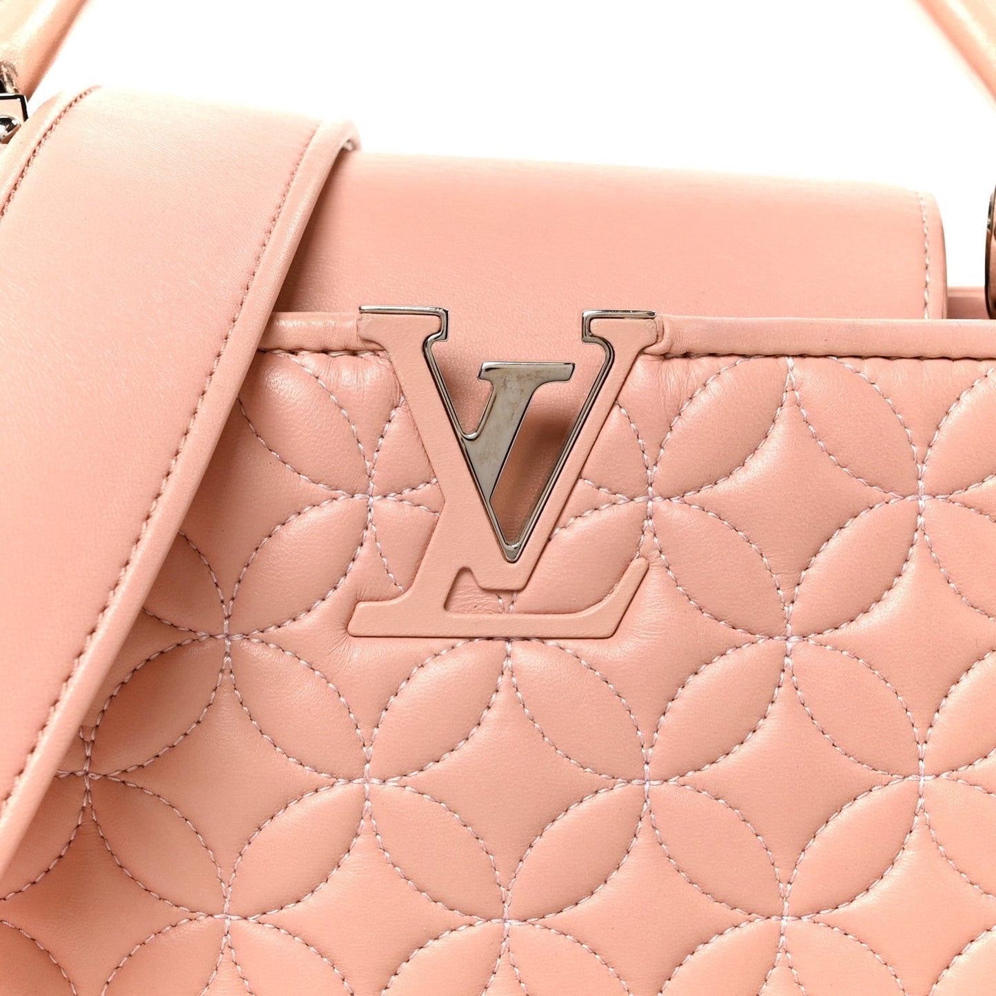 Lambskin Quilted Flower Capucines BB Pink