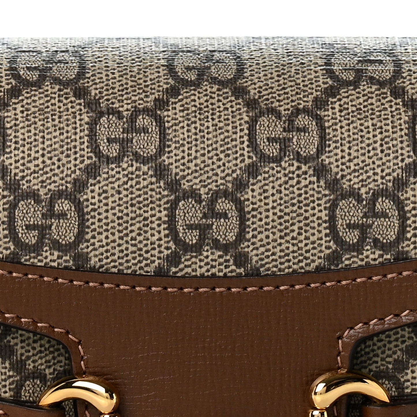 GG Supreme Monogram Mini Horsebit 1955 Shoulder Bag Beige Brown Sugar