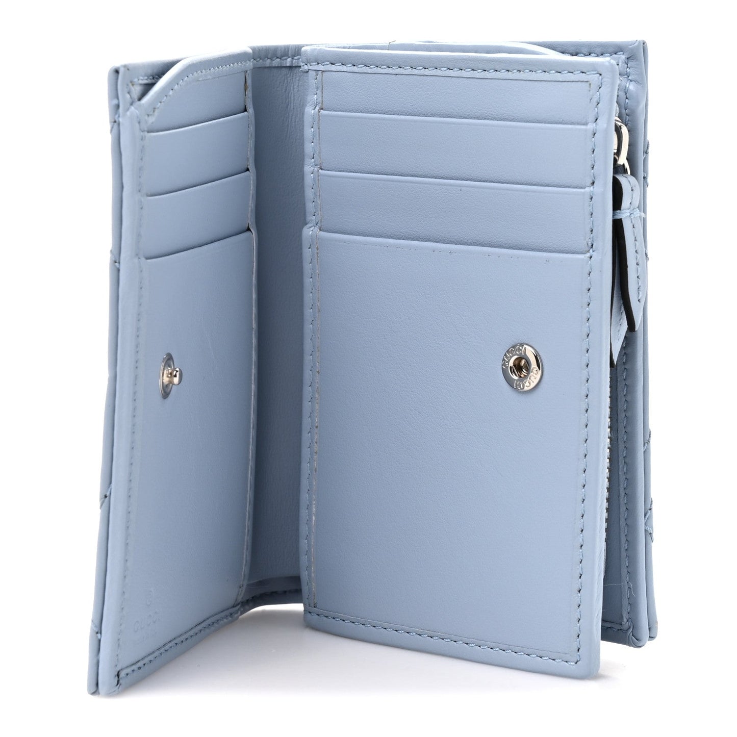 Lambskin Matelasse GG Marmont Zip Key Pouch Light Blue