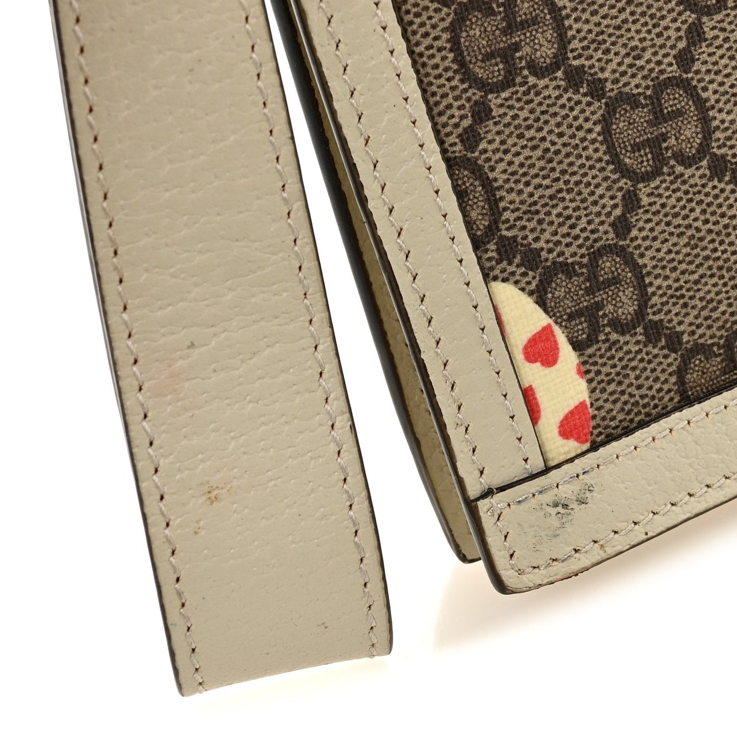 GG Supreme Monogram Les Pommes Interlocking G Wristlet Pouch  Beige Multicolor Mystic White