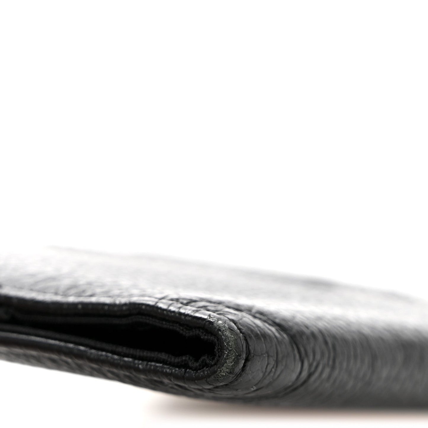 Grained Calfskin CC Passport Holder Wallet Black