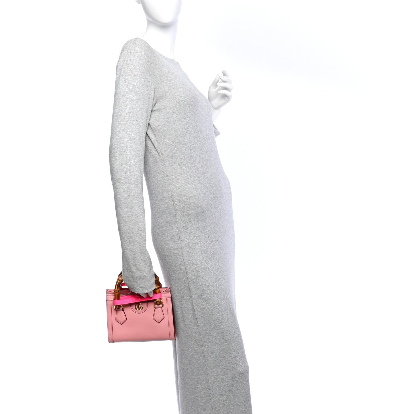 Wonka Grain Calfskin Mini Diana Tote Bag Wild Rose Fuxia Fluo