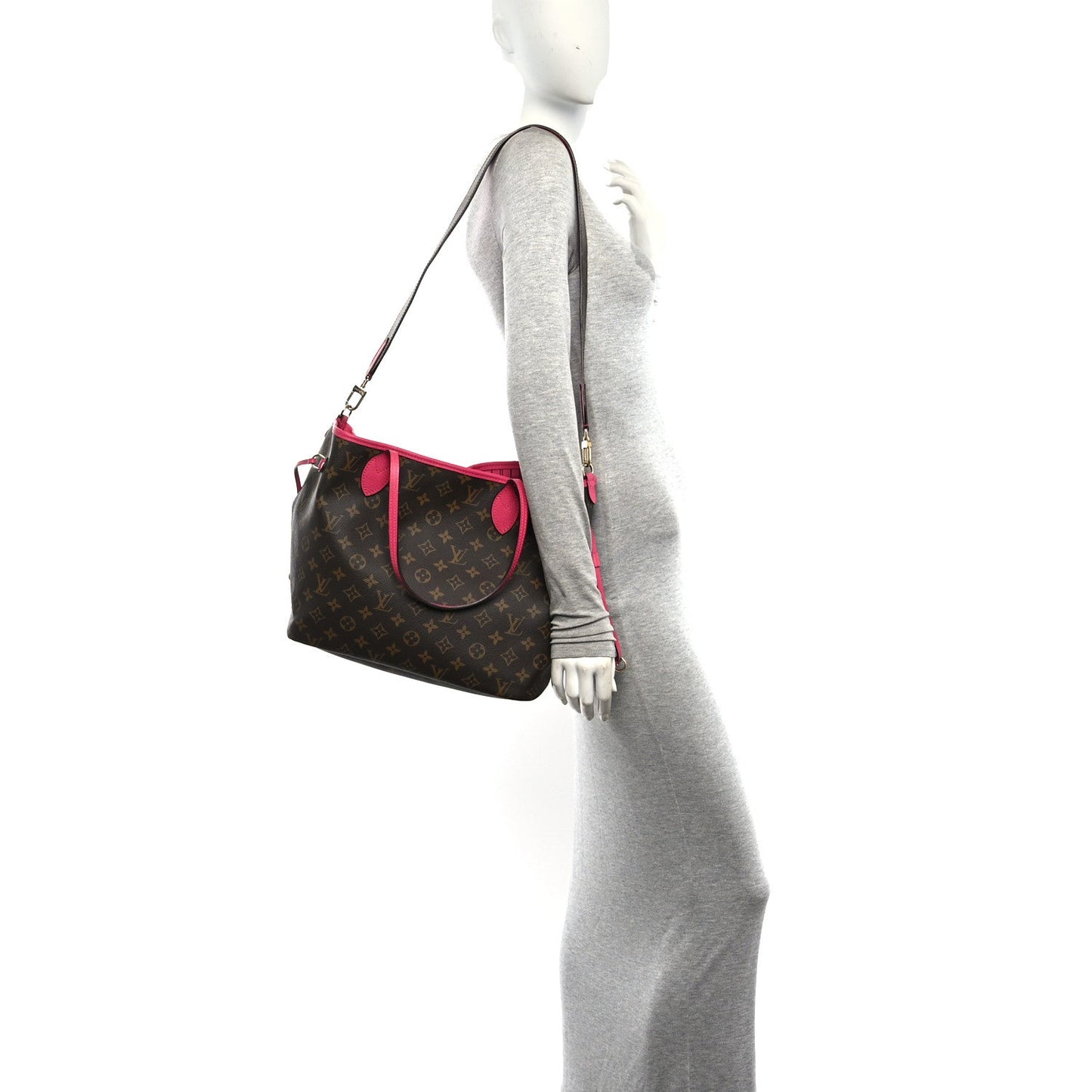 Monogram Inside Out Neverfull Bandouliere MM Rose Pondichery