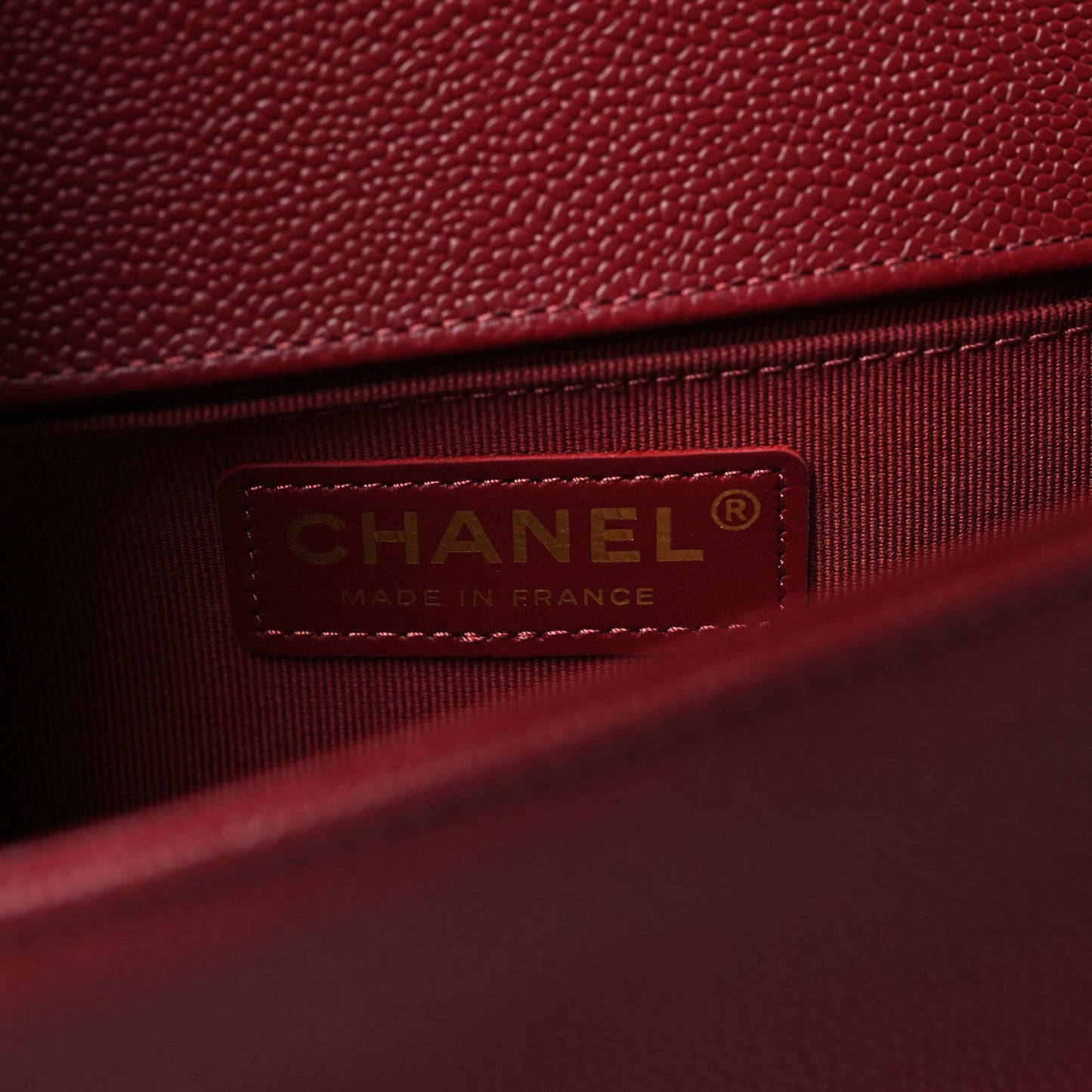 Caviar Quilted Small Boy Flap Burgundy