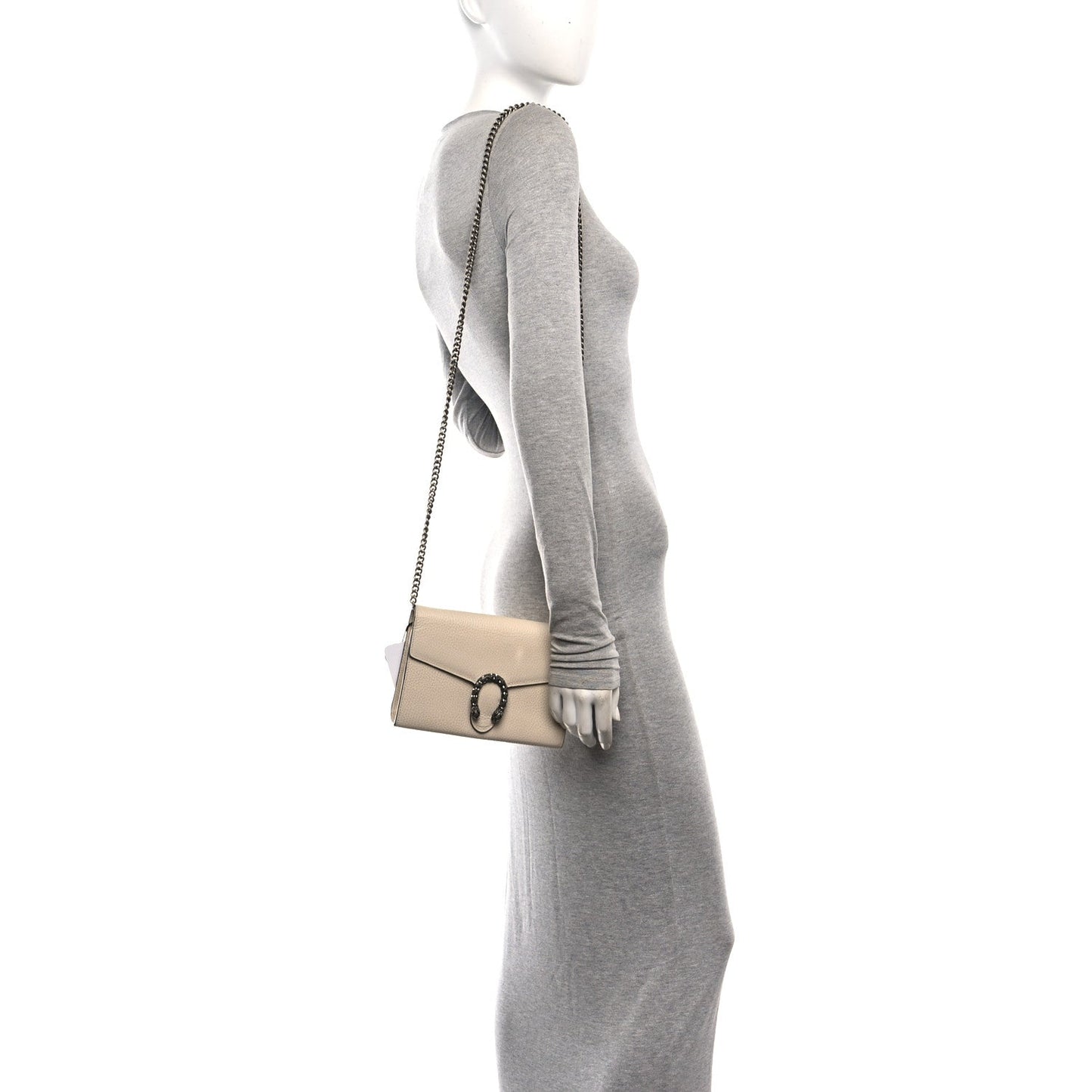 Dollar Calfskin Mini Dionysus Chain Wallet Mystic White