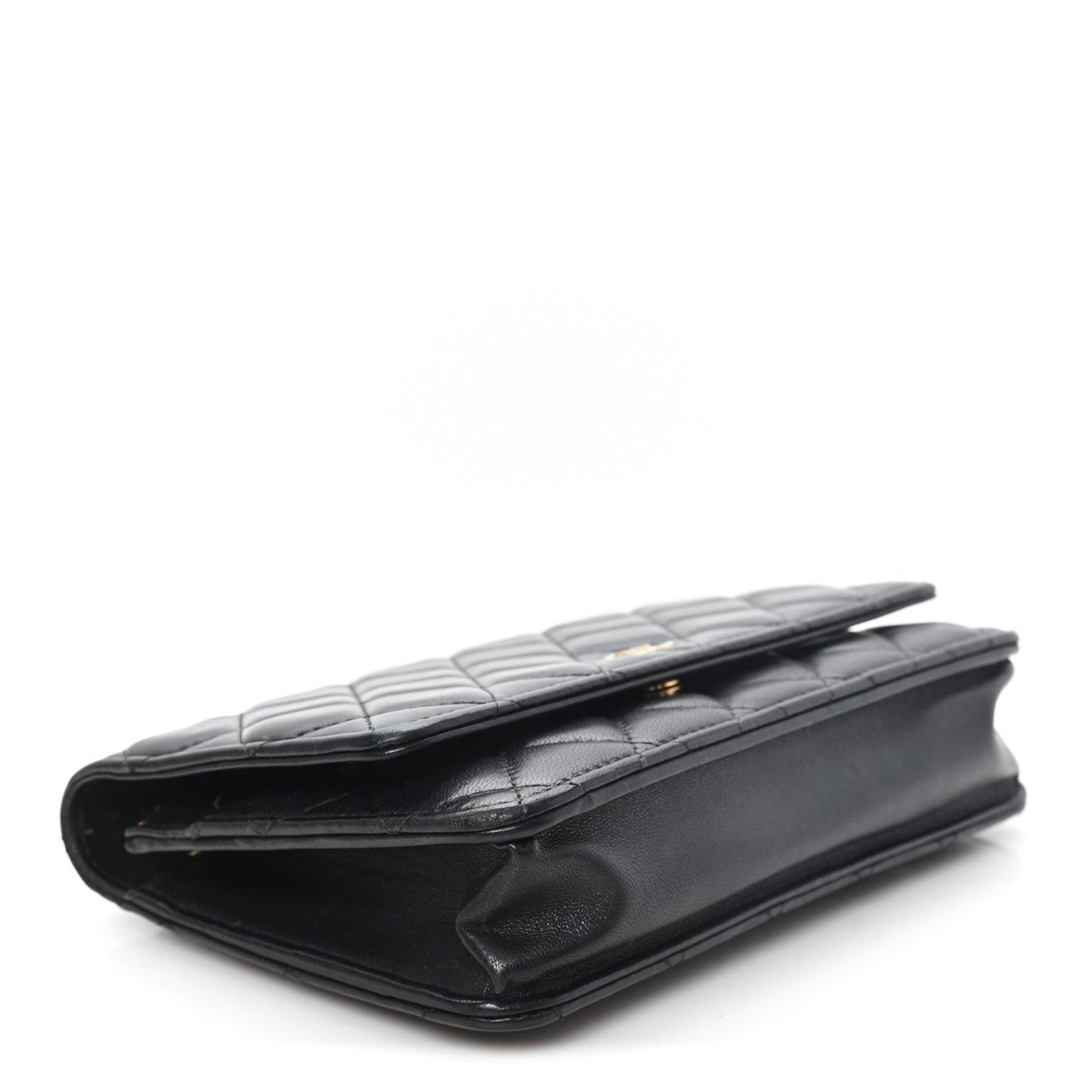 Lambskin Quilted Wallet On Chain WOC Black