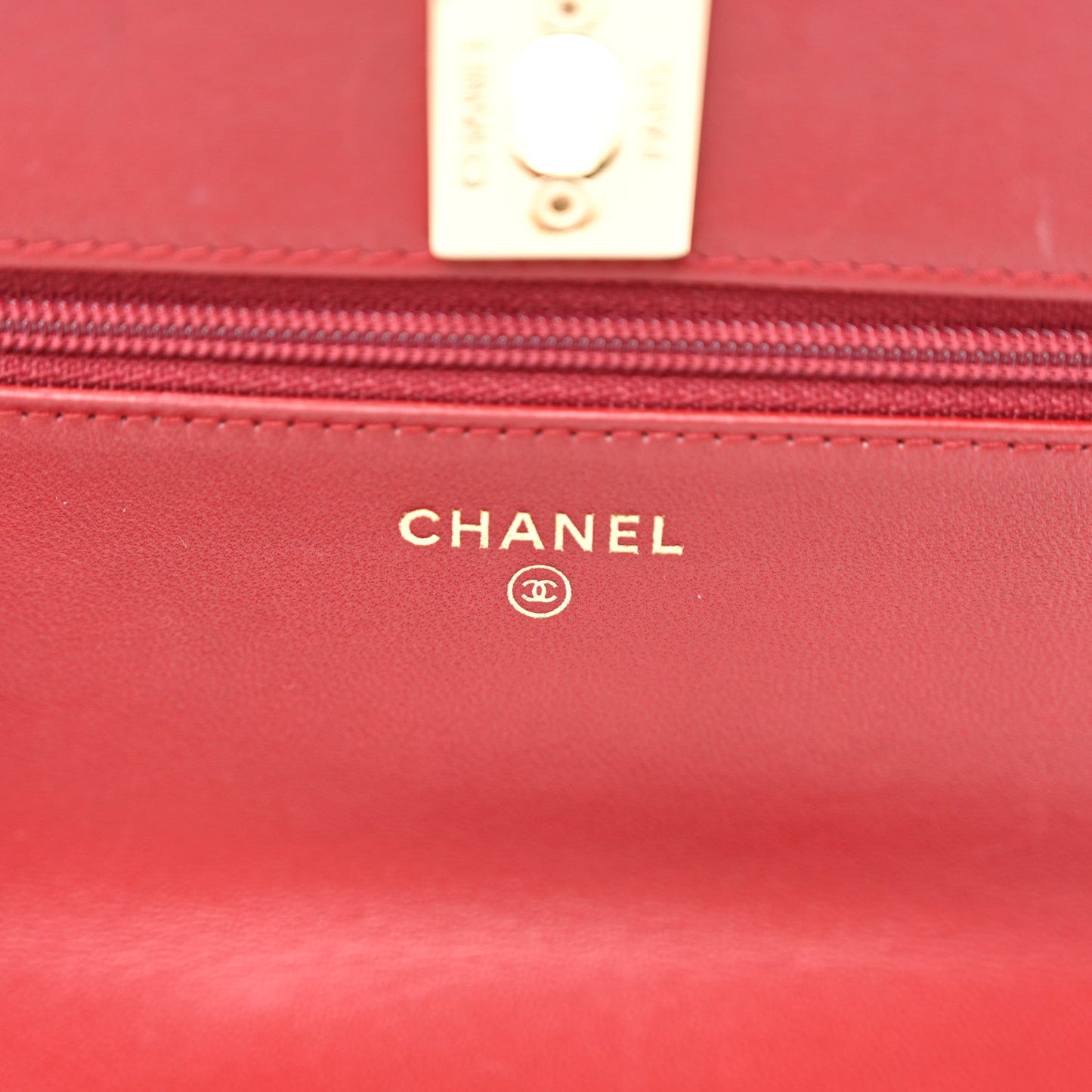 Lambskin Quilted Trendy CC Wallet On Chain WOC Red