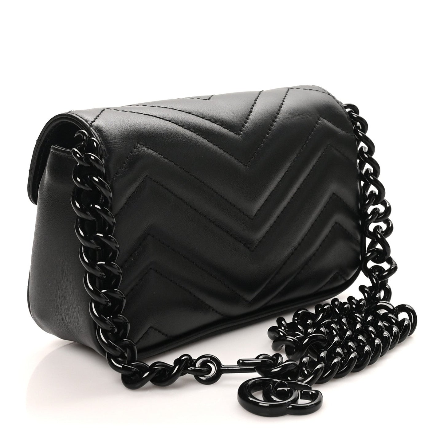 Calfskin Matelasse Monochrome GG Marmont Chain Belt Bag Black