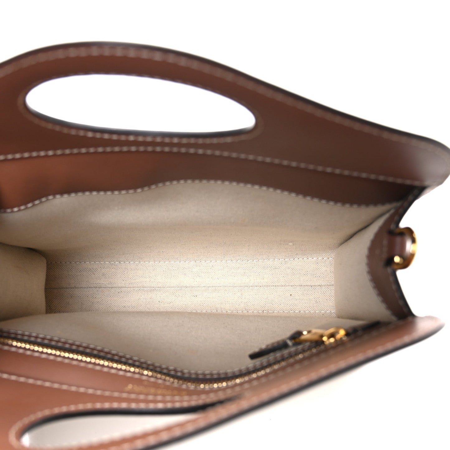 Canvas Smooth Calfskin Two Tone Mini Pocket Bag Natural Malt Brown