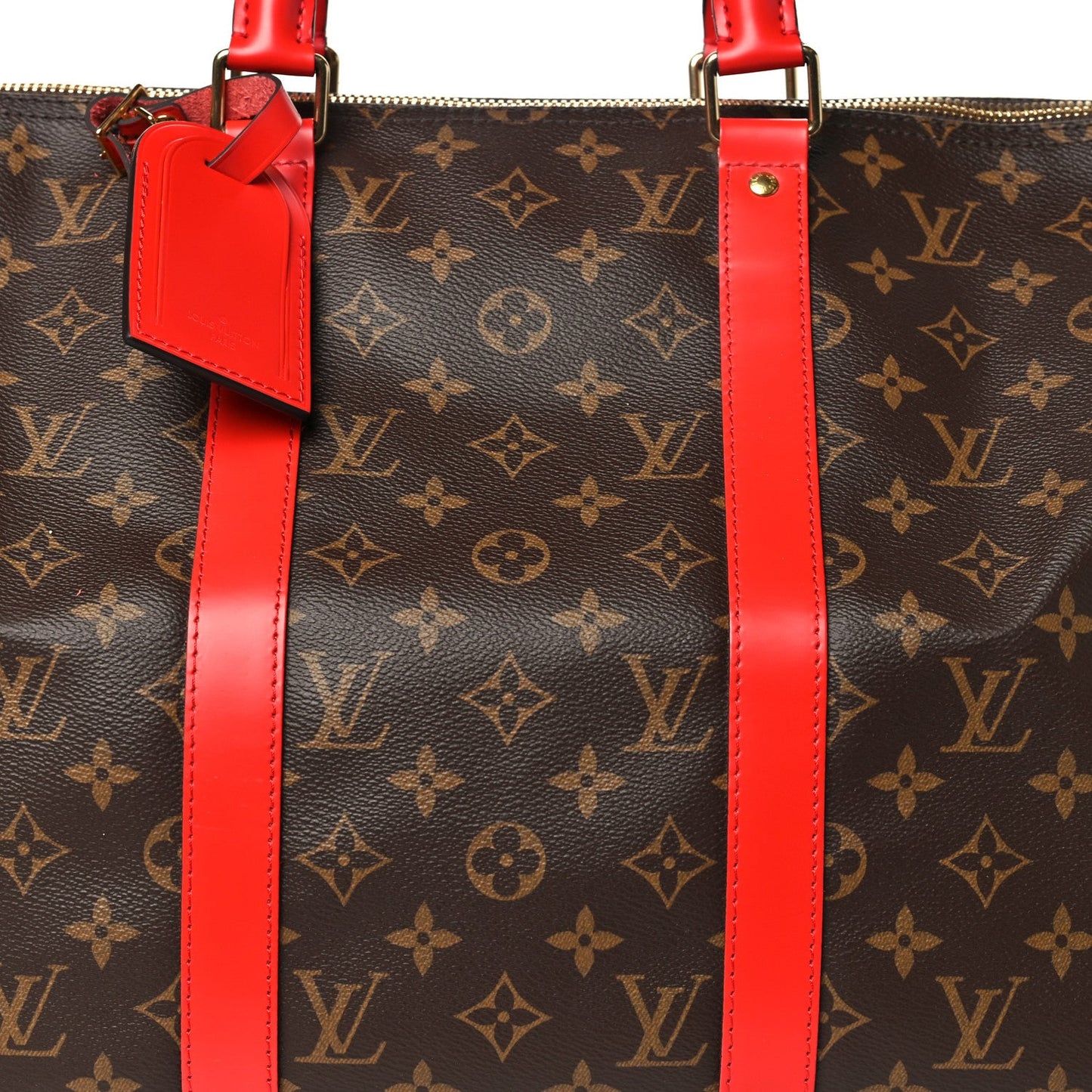 Calfskin Monogram Keepall Bandouliere 50 Coquelicot