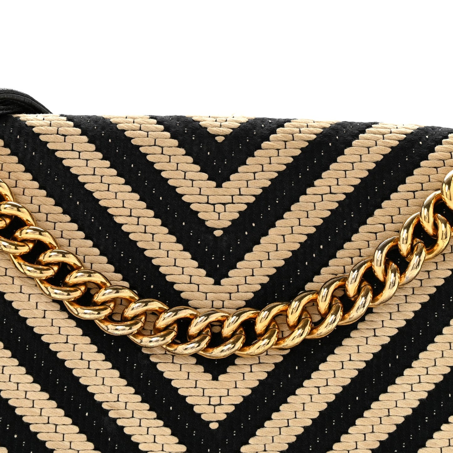 Fabric Chevron Braided Medium Boy Flap Black White