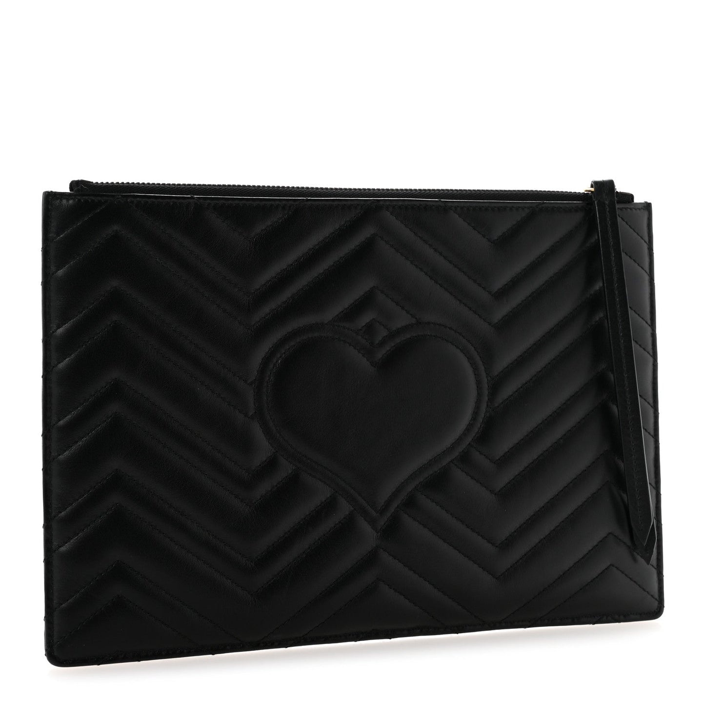 Calfskin Matelasse Large GG Marmont Zip Pouch Black