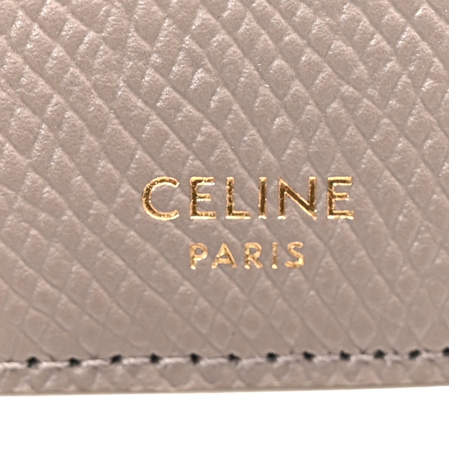 Grained Calfskin Zipped Card Holder Pebble