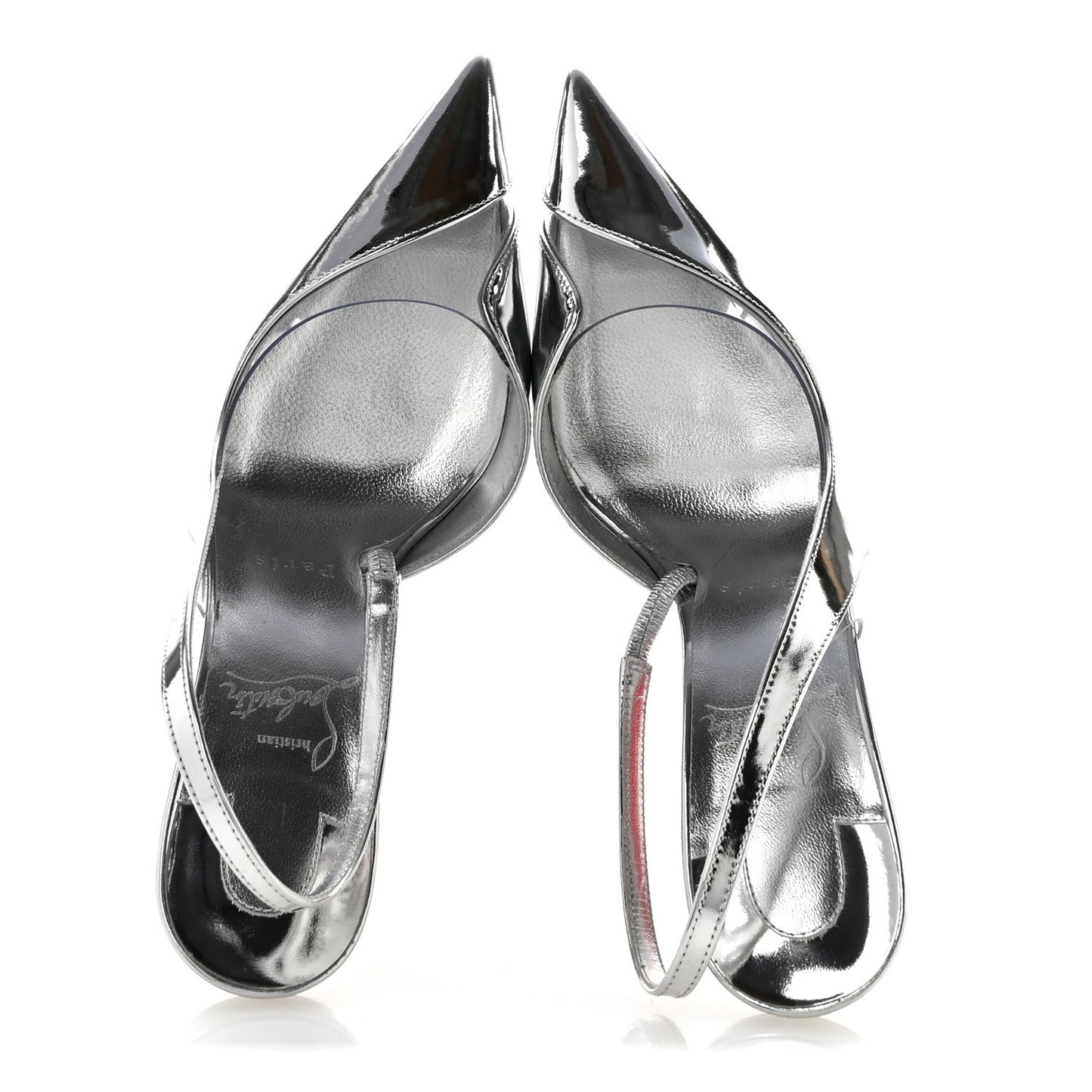 Patent PVC Posticha 80 Slingback Pumps 36 Silver