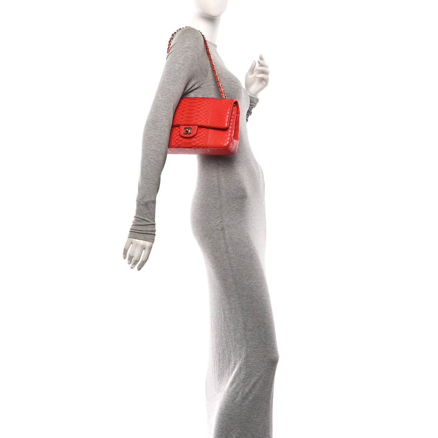 Snakeskin Medium Double Flap Red