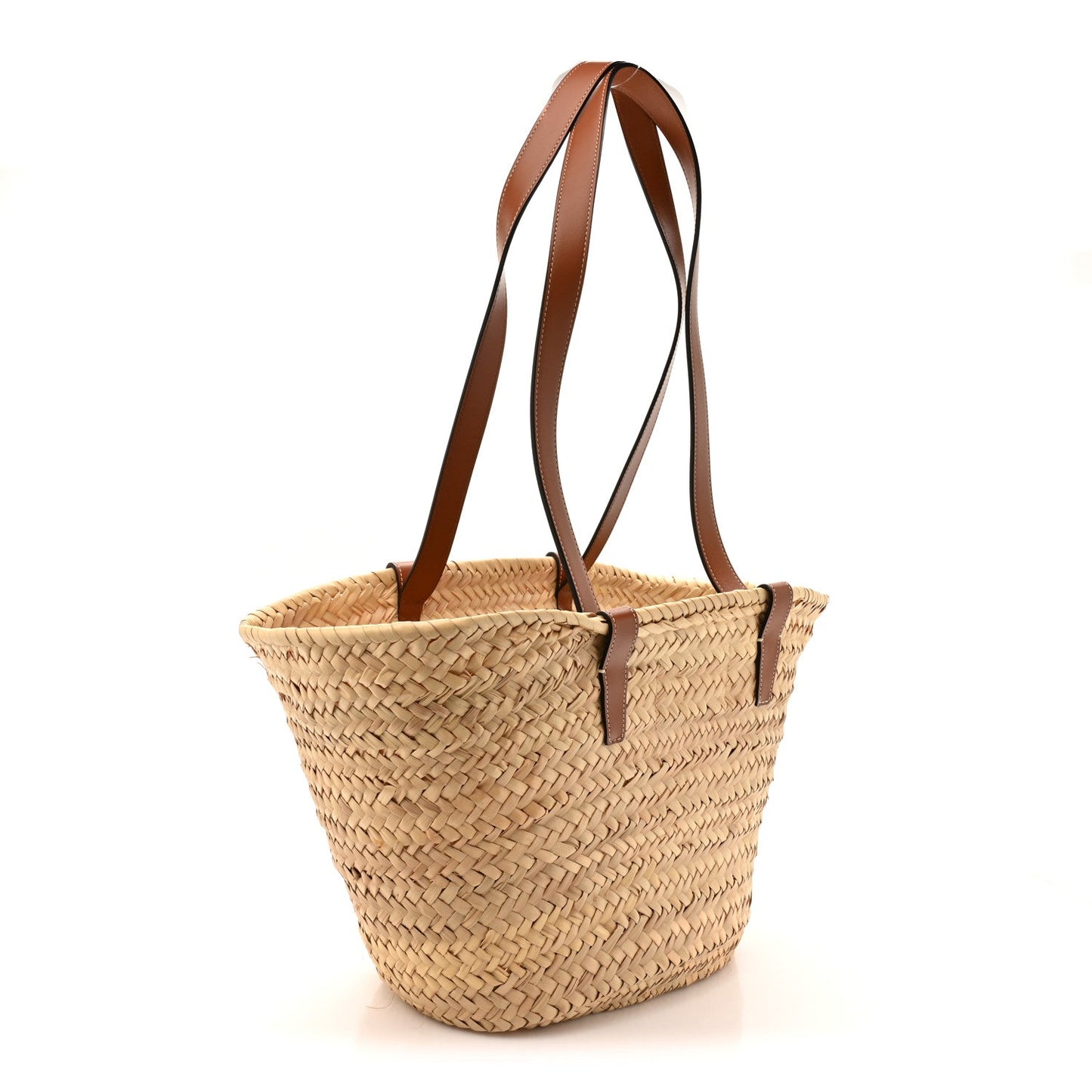 Raffia Calfskin Triomphe Medium Panier Tan