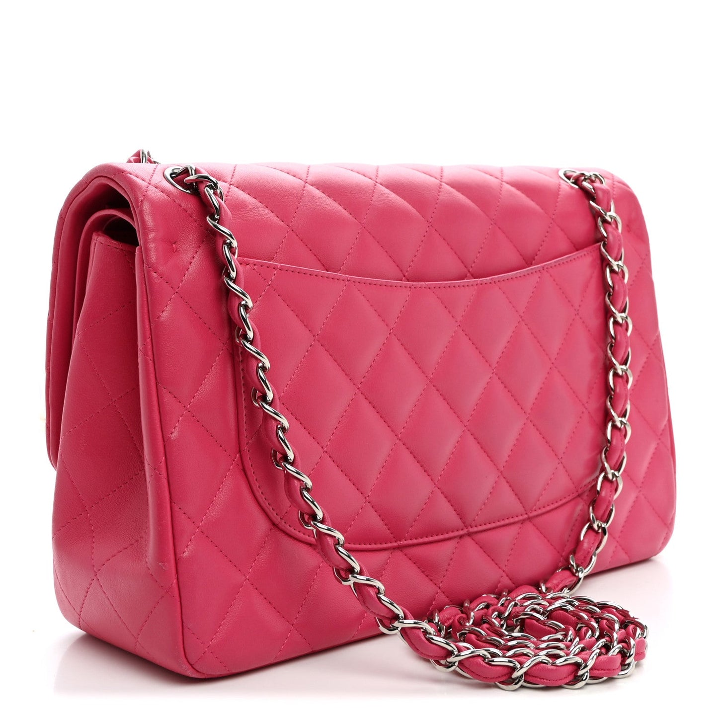 Lambskin Quilted Jumbo Double Flap Dark Pink