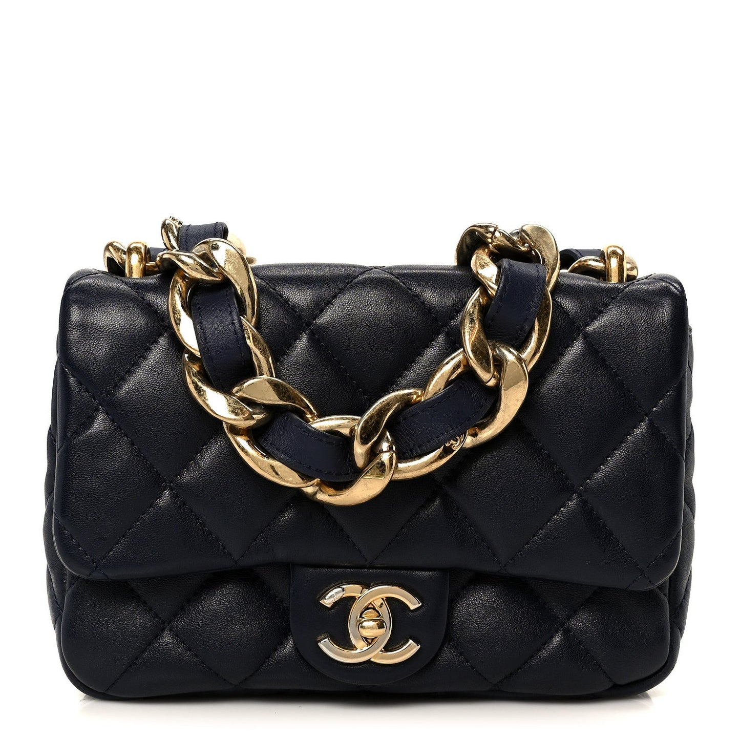 Lambskin Quilted Small Funky Town Flap Blue