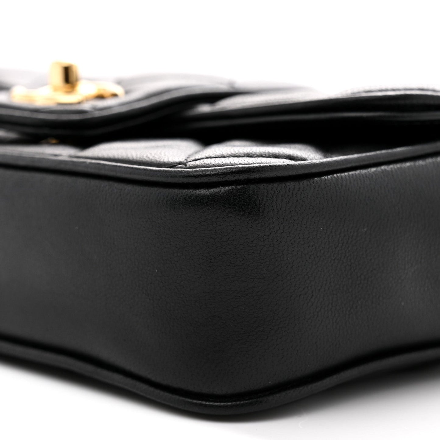 Lambskin Quilted Tab Mini Flap Black