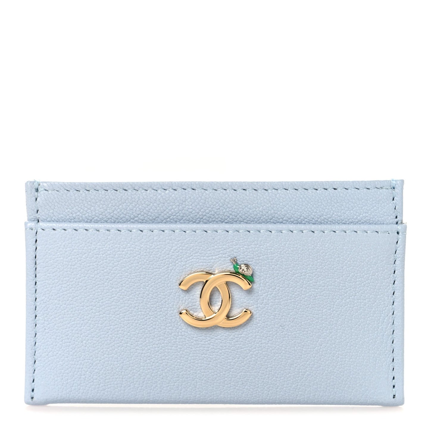 Grained Goatskin CC Snail Card Holder Light Blue