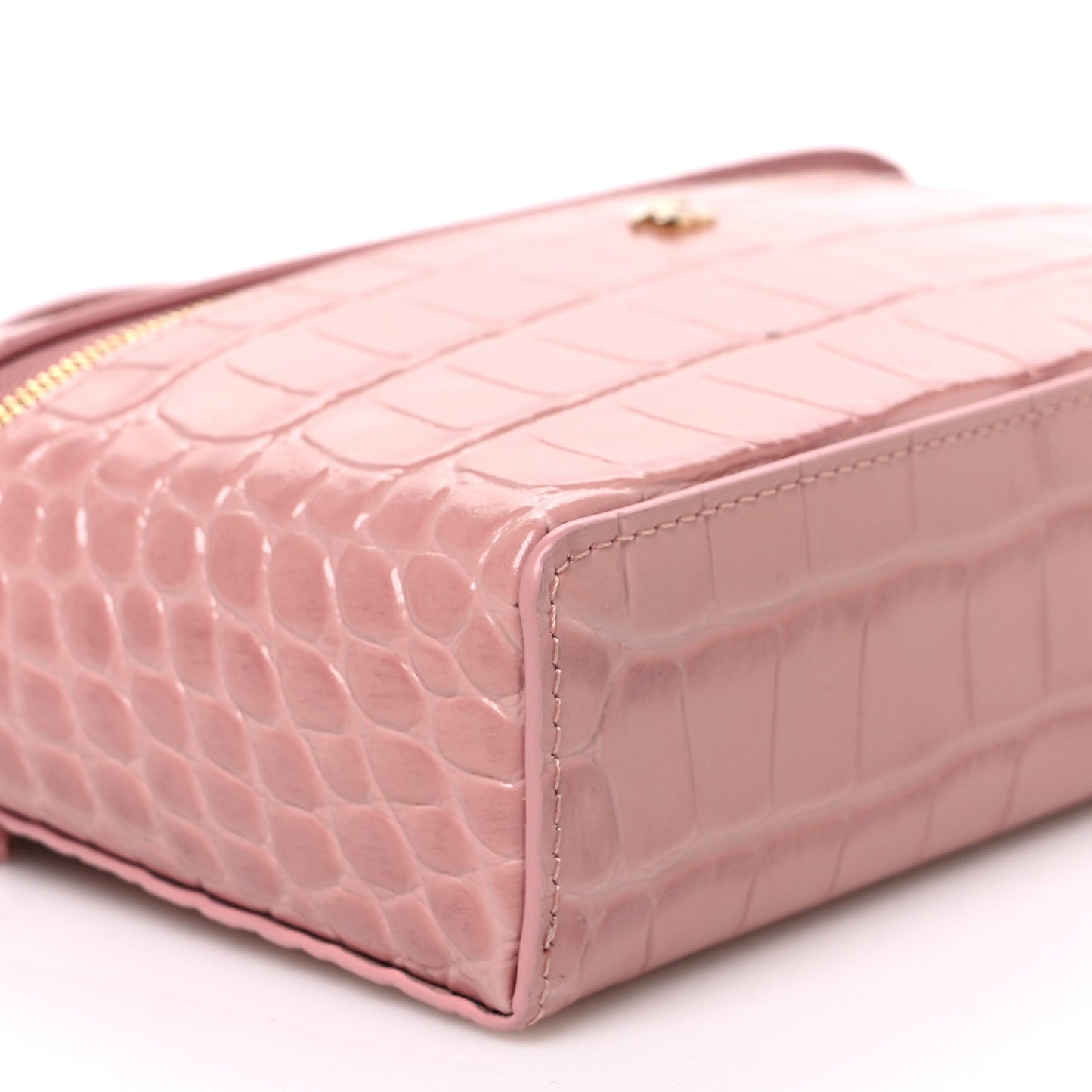 Calfskin Crocodile Embossed Crococo Exoticoco Vanity With Chain Light Pink