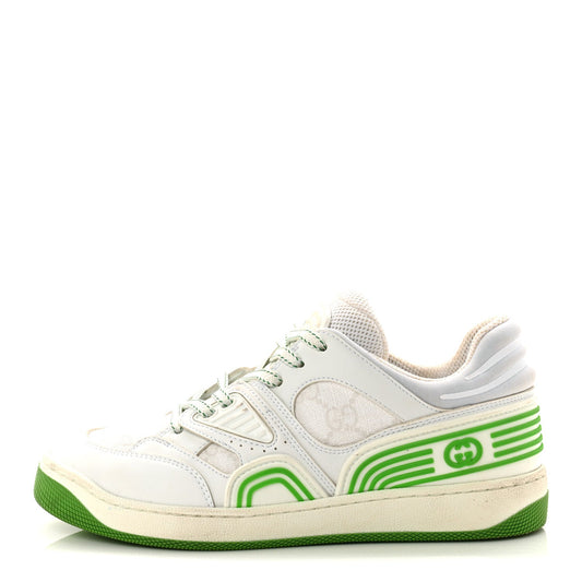 Demetra GG Supreme Monogram Womens Basket Low Top Sneakers 35 Great White Green