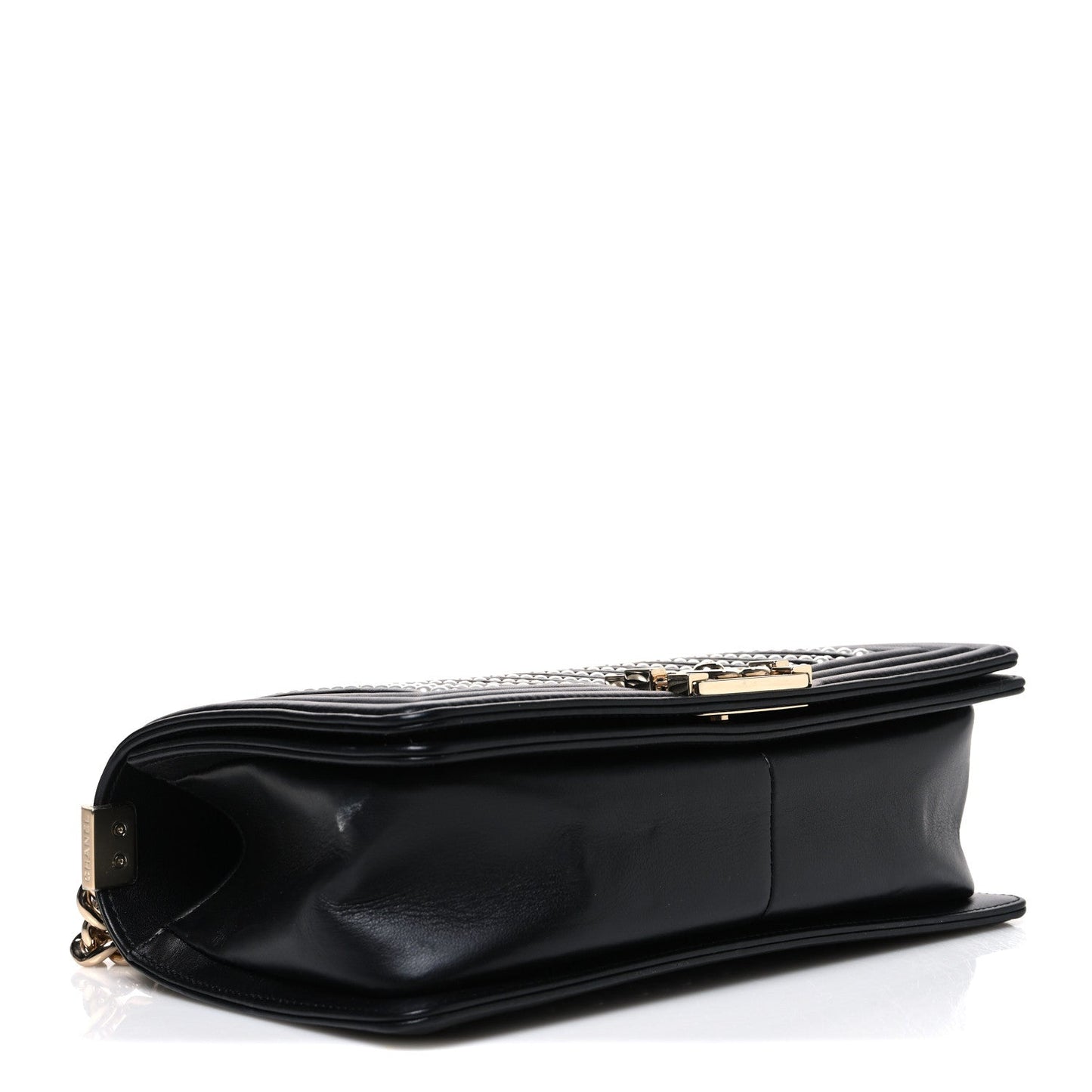 Calfskin Pearl Medium Chanel Pearls Boy Flap Black