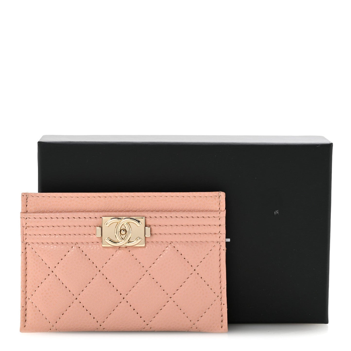 Caviar Quilted Boy Card Holder Light Pink