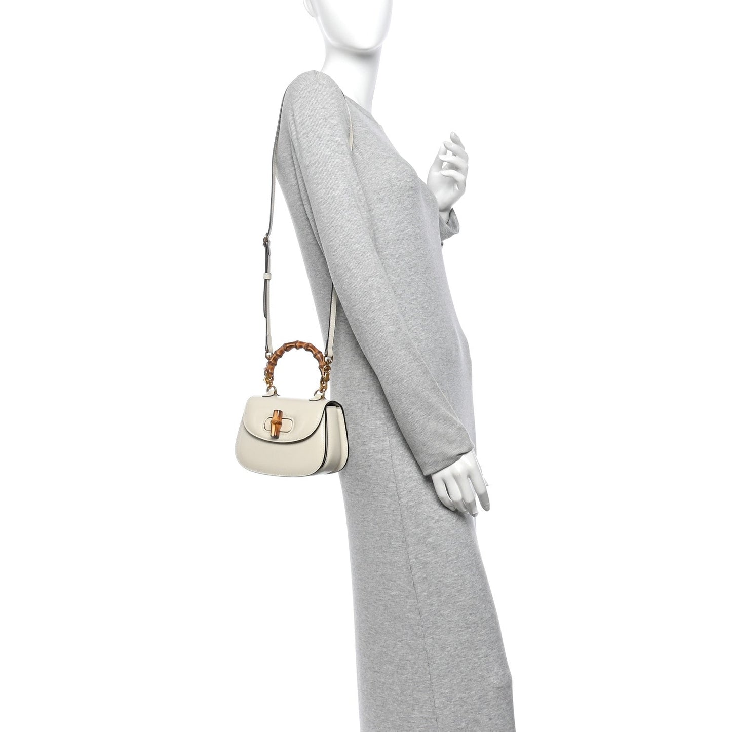 Boarded Dyana Lux Calfskin Web Mini Bamboo 1947 Top Handle Bag Mystic White