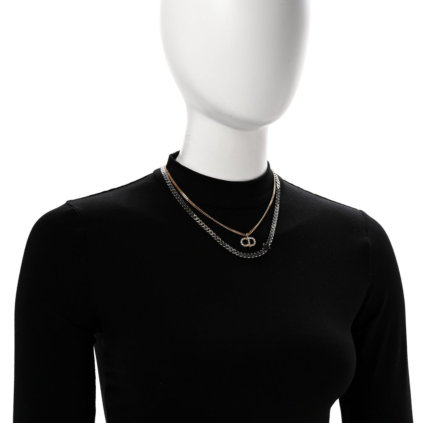 Metal Crystal CD Star Chain Necklace Gold Silver