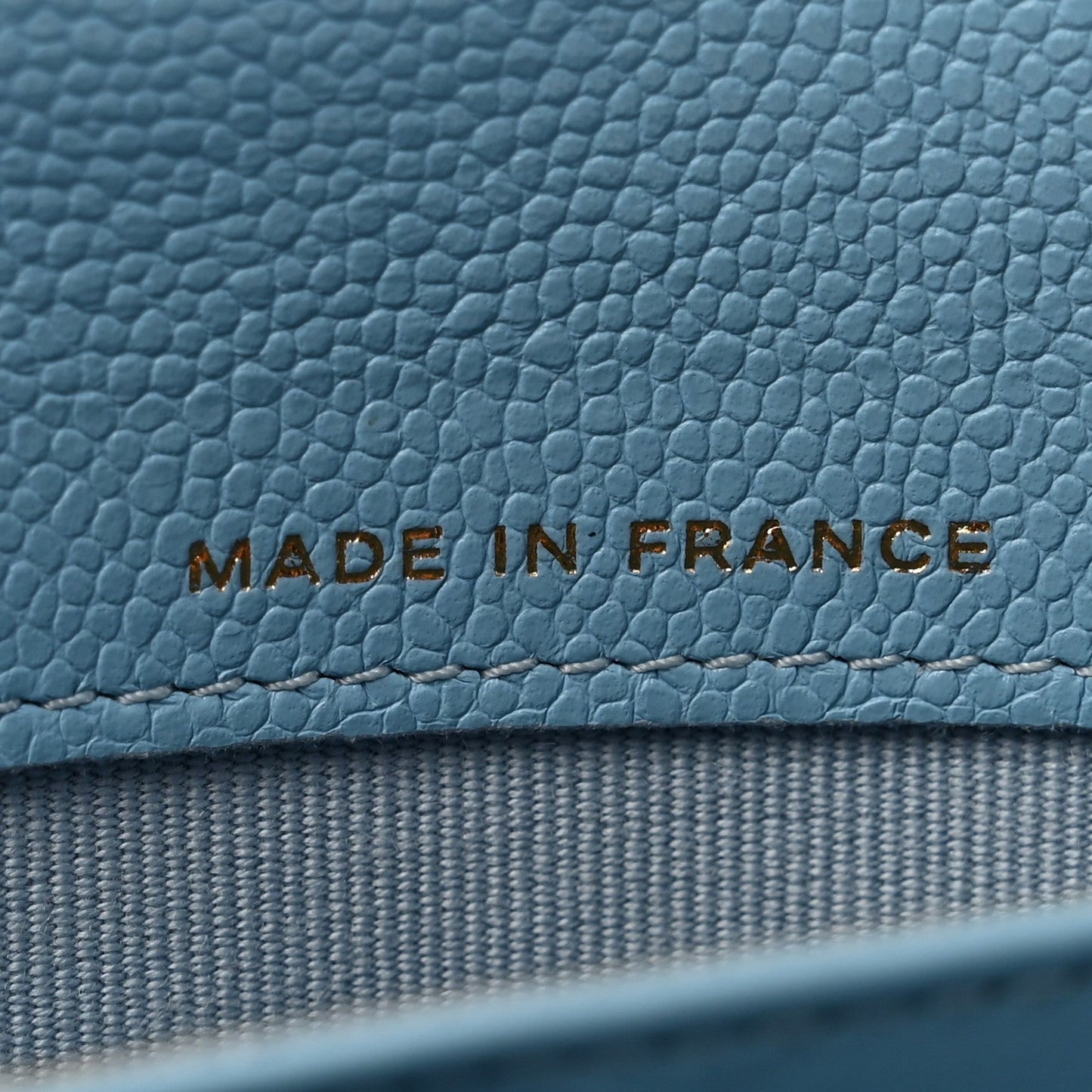 Caviar Quilted Large Gusset Flap Wallet Light Blue