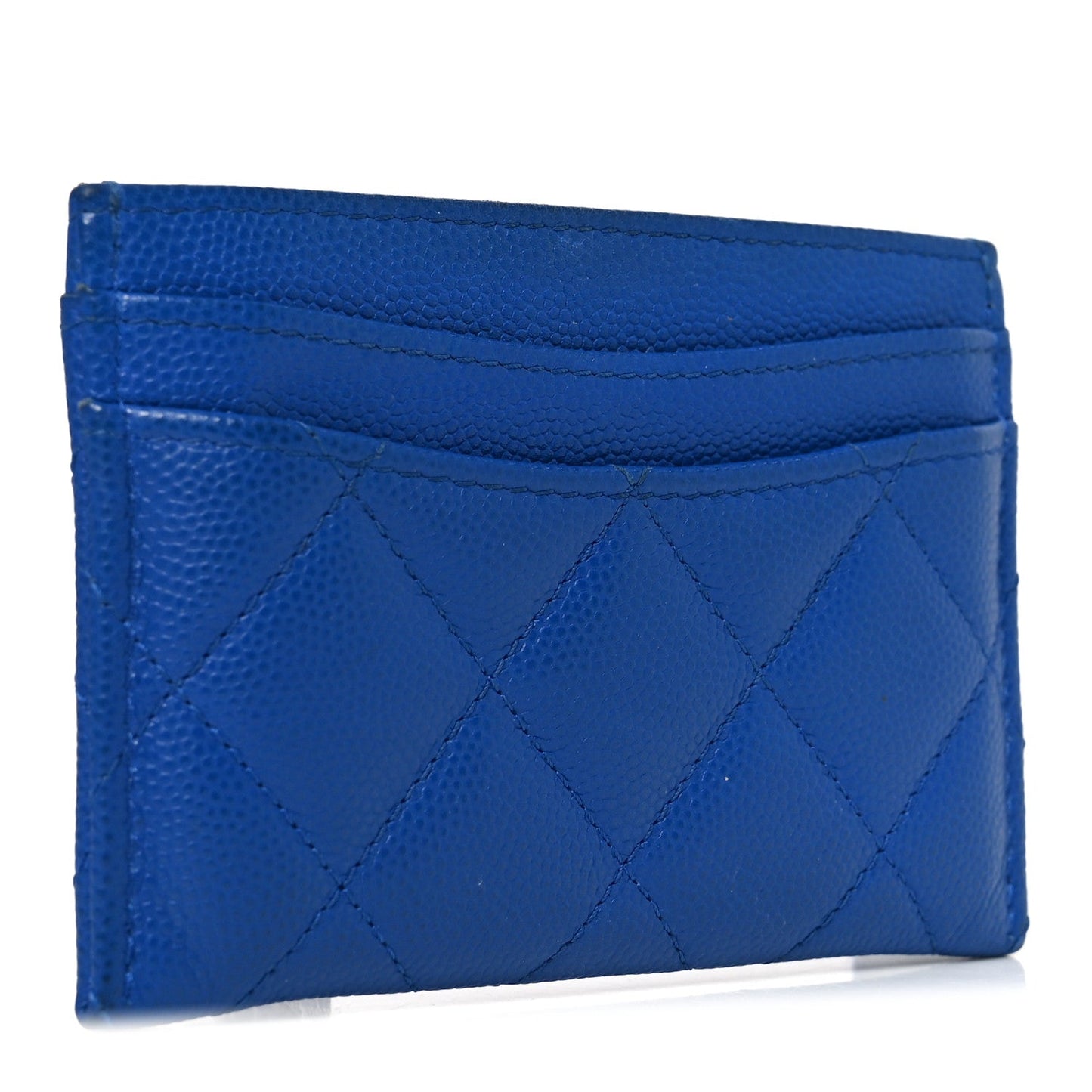 Caviar Quilted Card Holder Blue