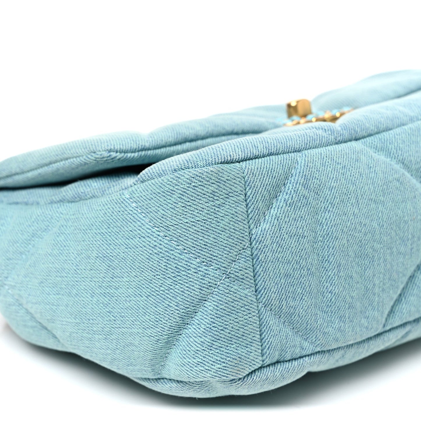 Denim Quilted Medium Chanel 19 Flap Neon Blue