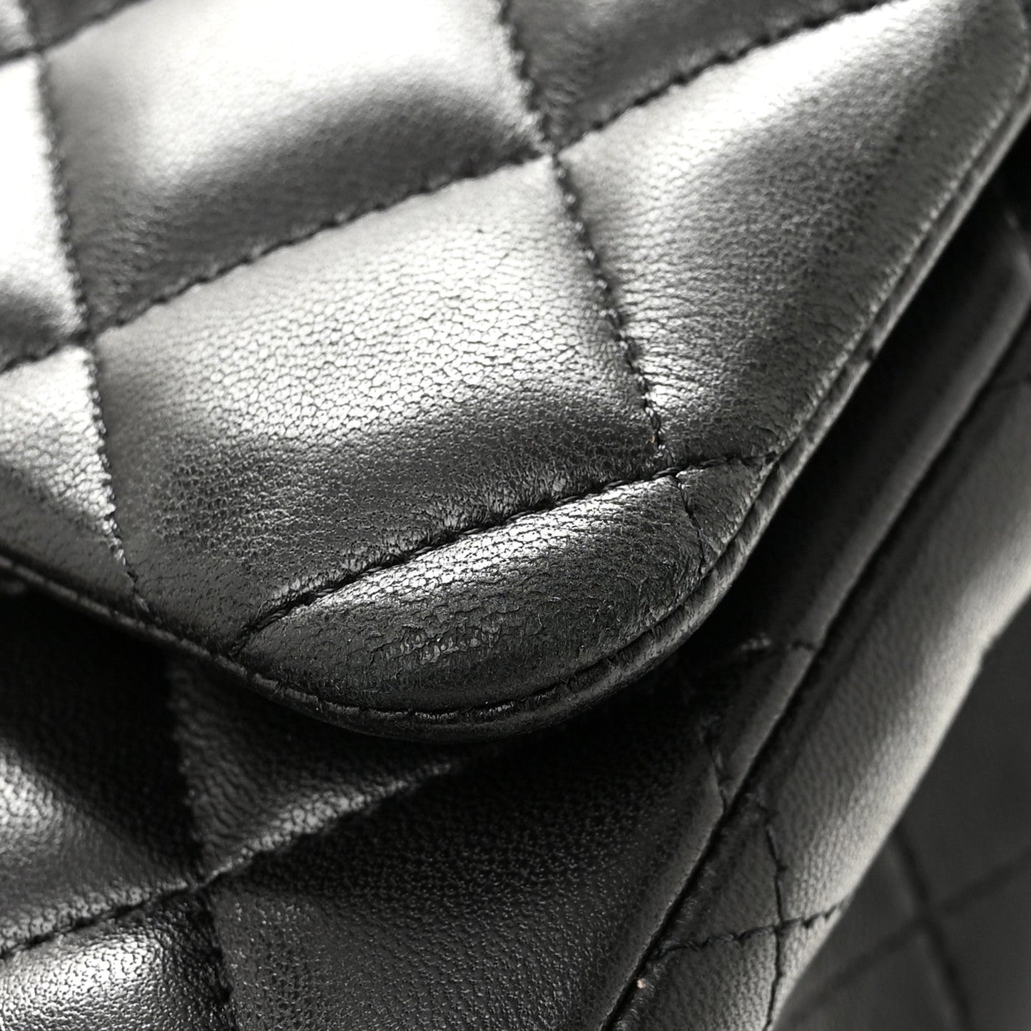 Lambskin Quilted Maxi Double Flap Black