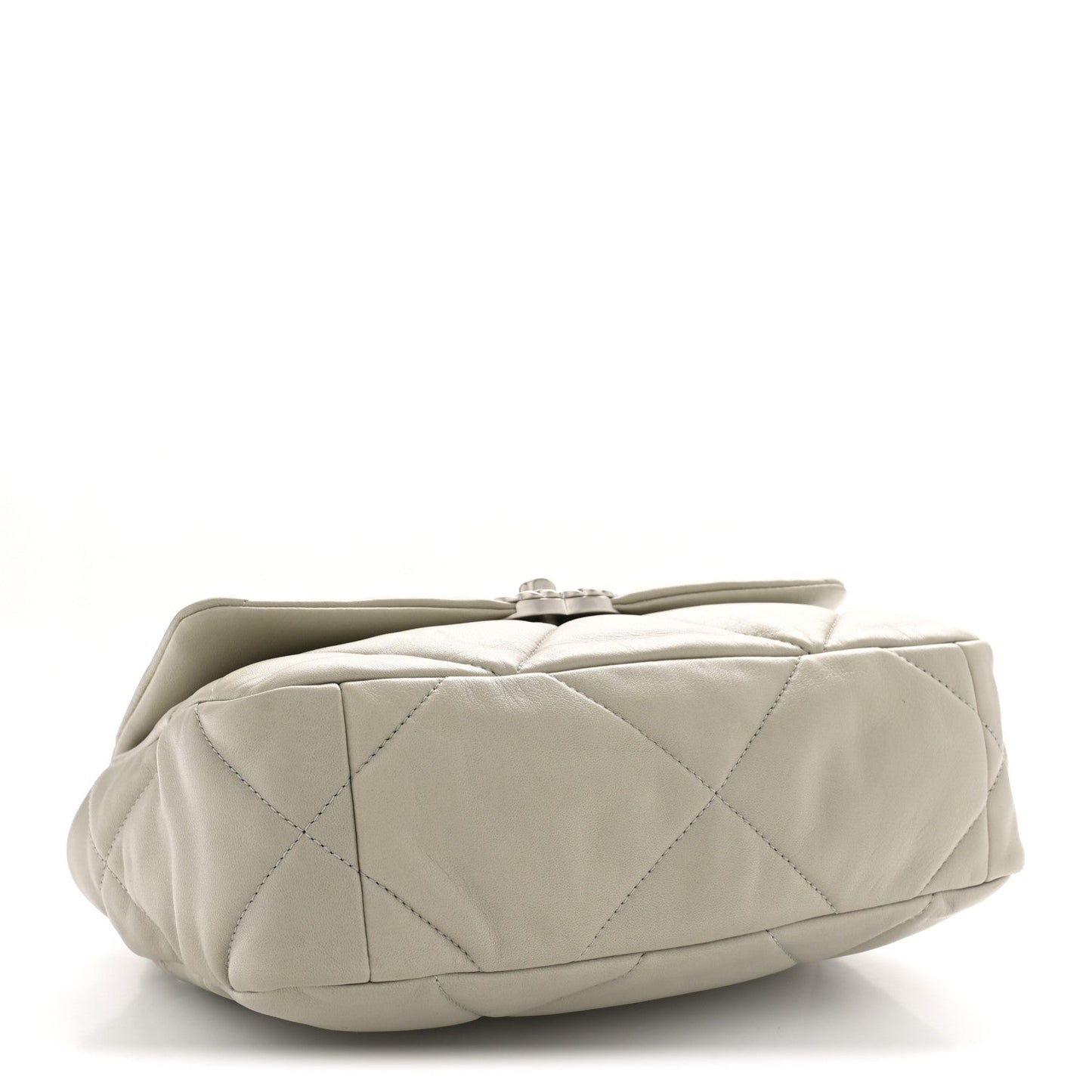 Lambskin Quilted Medium Chanel 19 Flap Light Grey