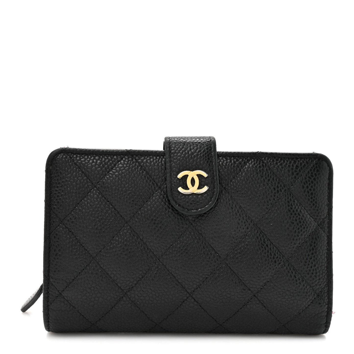 Caviar Quilted Zipped Pocket Wallet Black