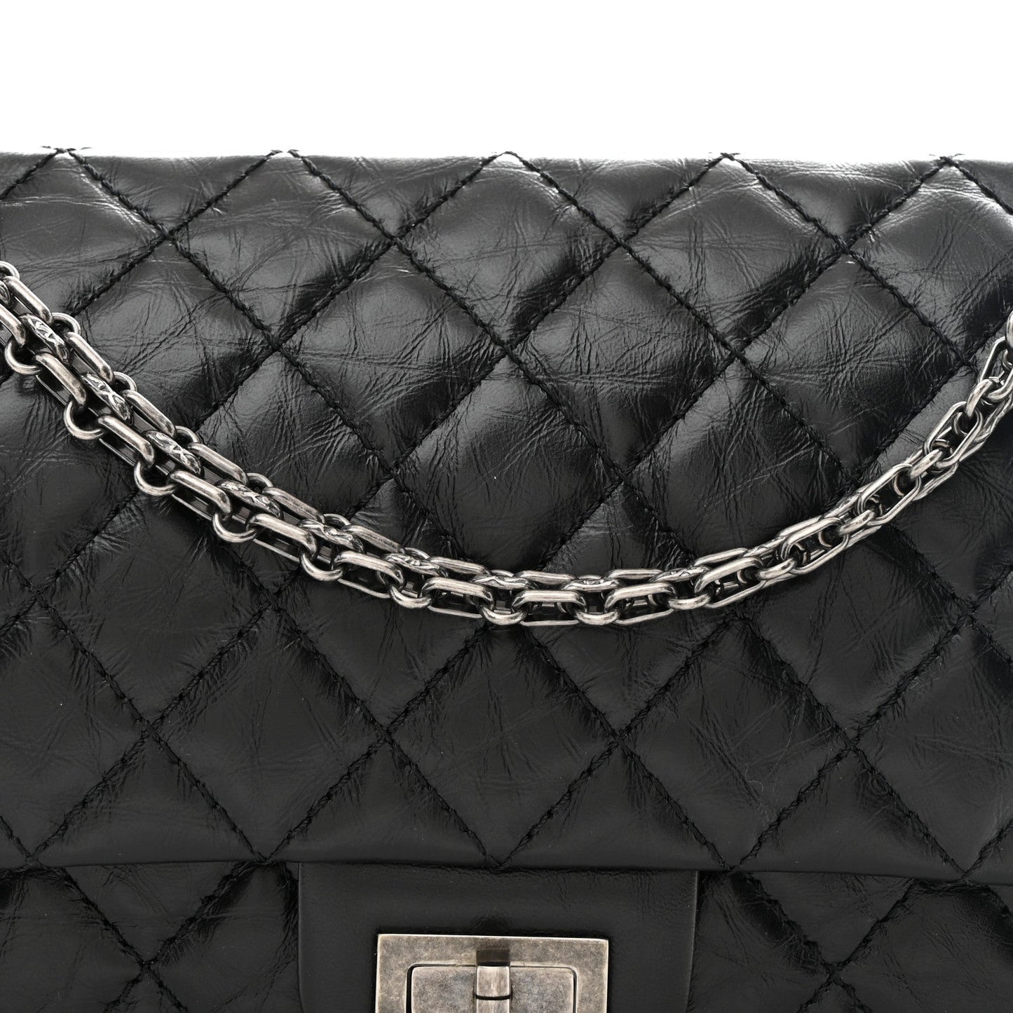 Aged Calfskin Quilted 2.55 Reissue 225 Flap Black