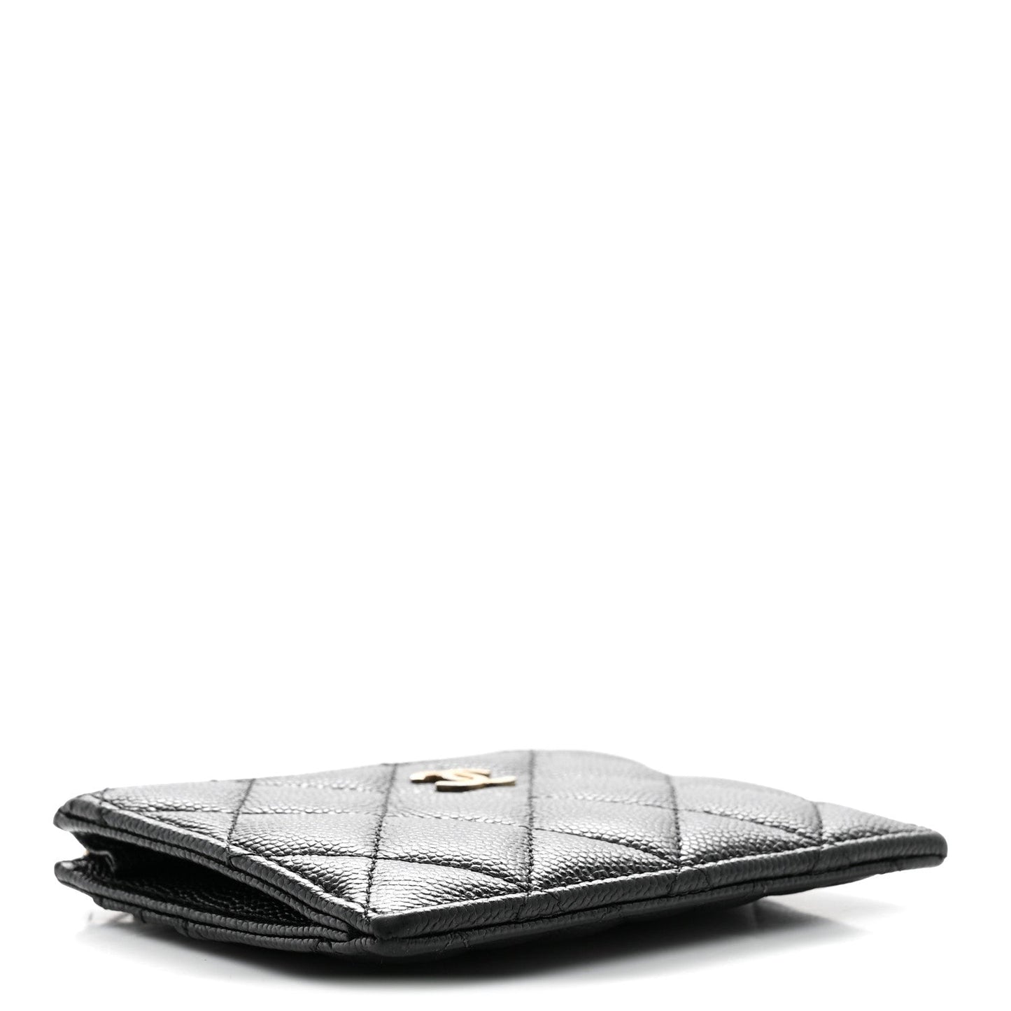 Caviar Quilted CC Zip Card Holder Black
