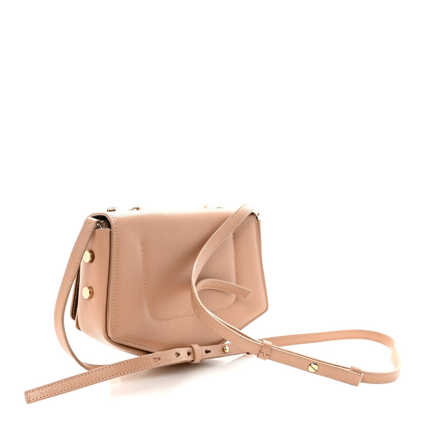 Soft Grained Goatskin Arrow Crossbody Bag With Chain Ballet Pink