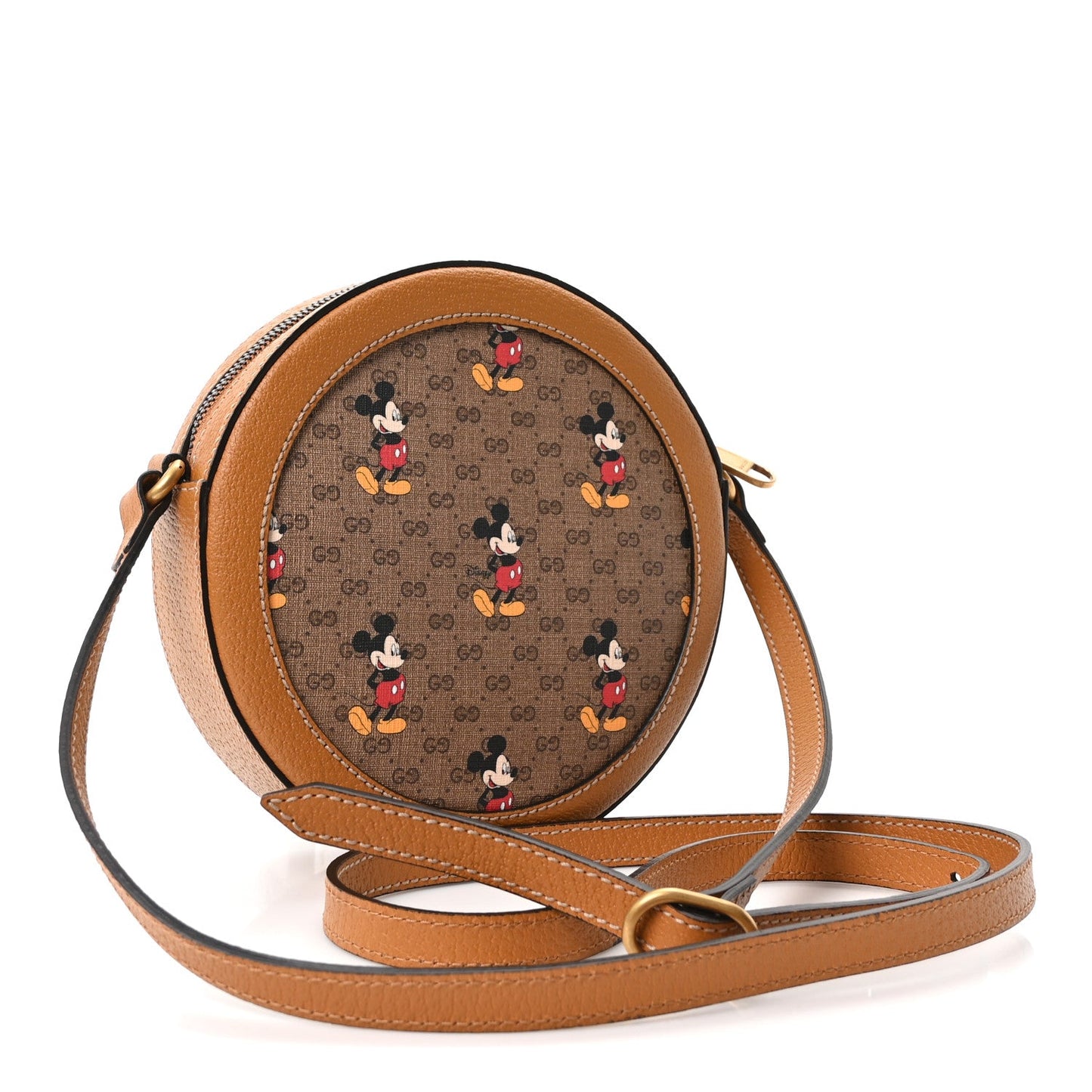 X DISNEY Mini Vintage GG Supreme Monogram Mickey Mouse Round Shoulder Bag Beige Vintage Sun Oil