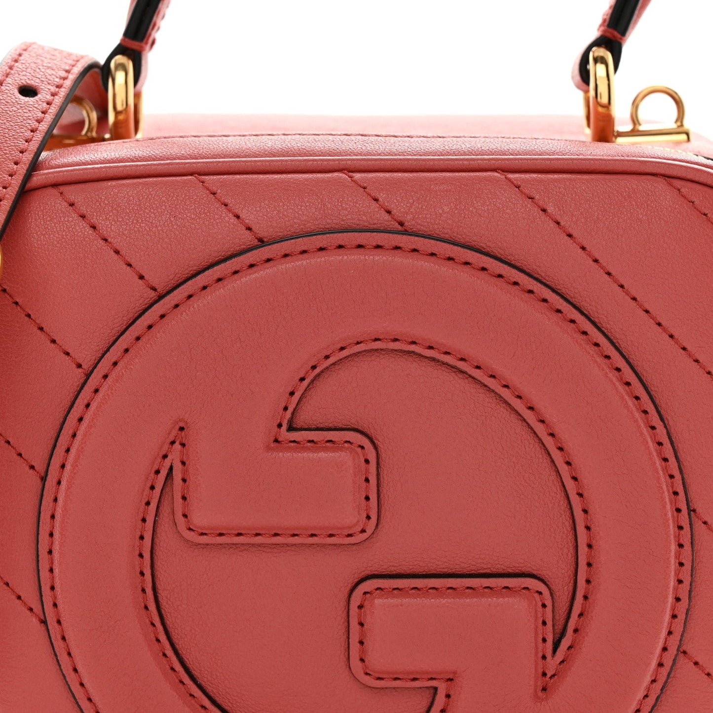 Sakai Be Green Calfskin Diagonal Stitched Blondie Top Handle Bag Pink