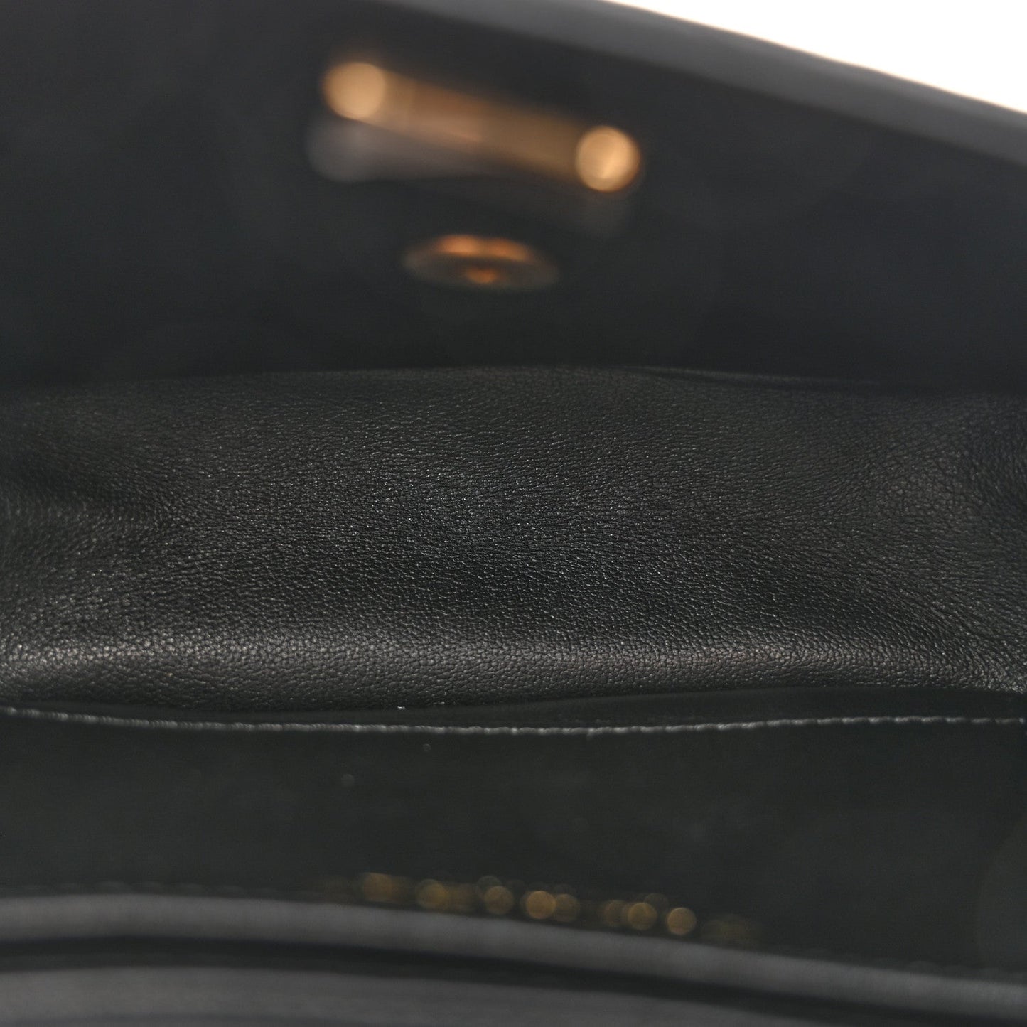 Shiny Goatskin Quilted Mini Chain Strap Flap Black