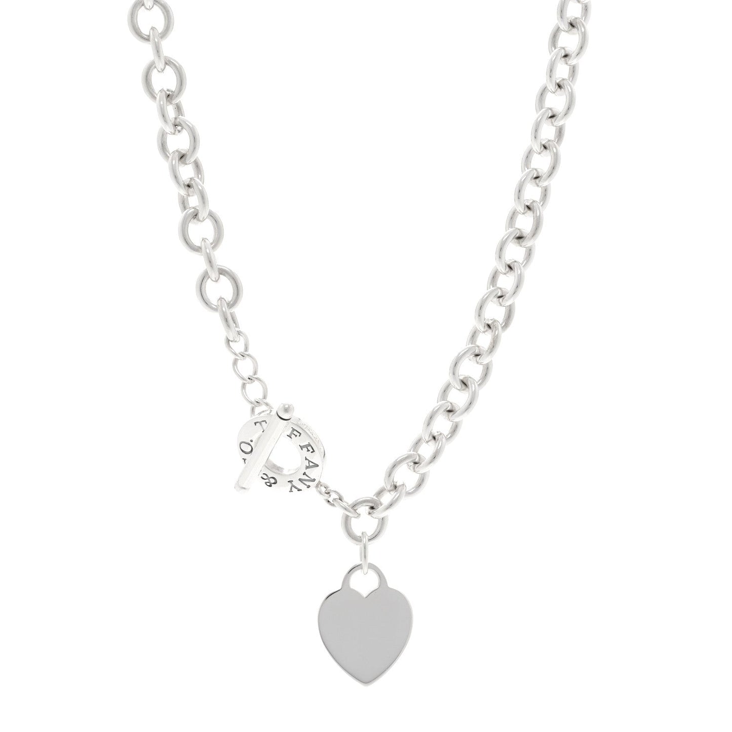Sterling Silver Heart Tag Toggle Necklace
