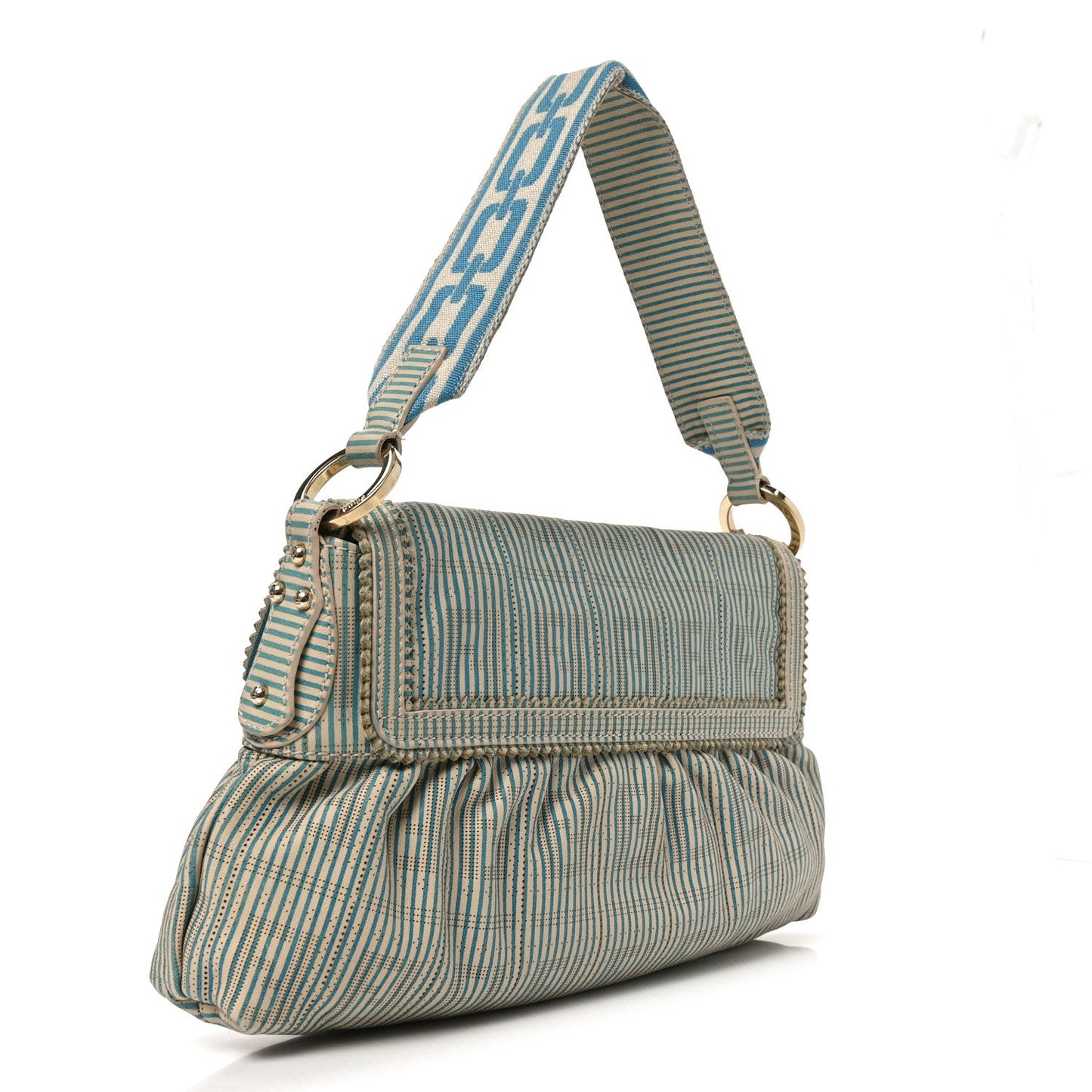 Vitello Perforated FF Striped Small Chef Bag Blue White