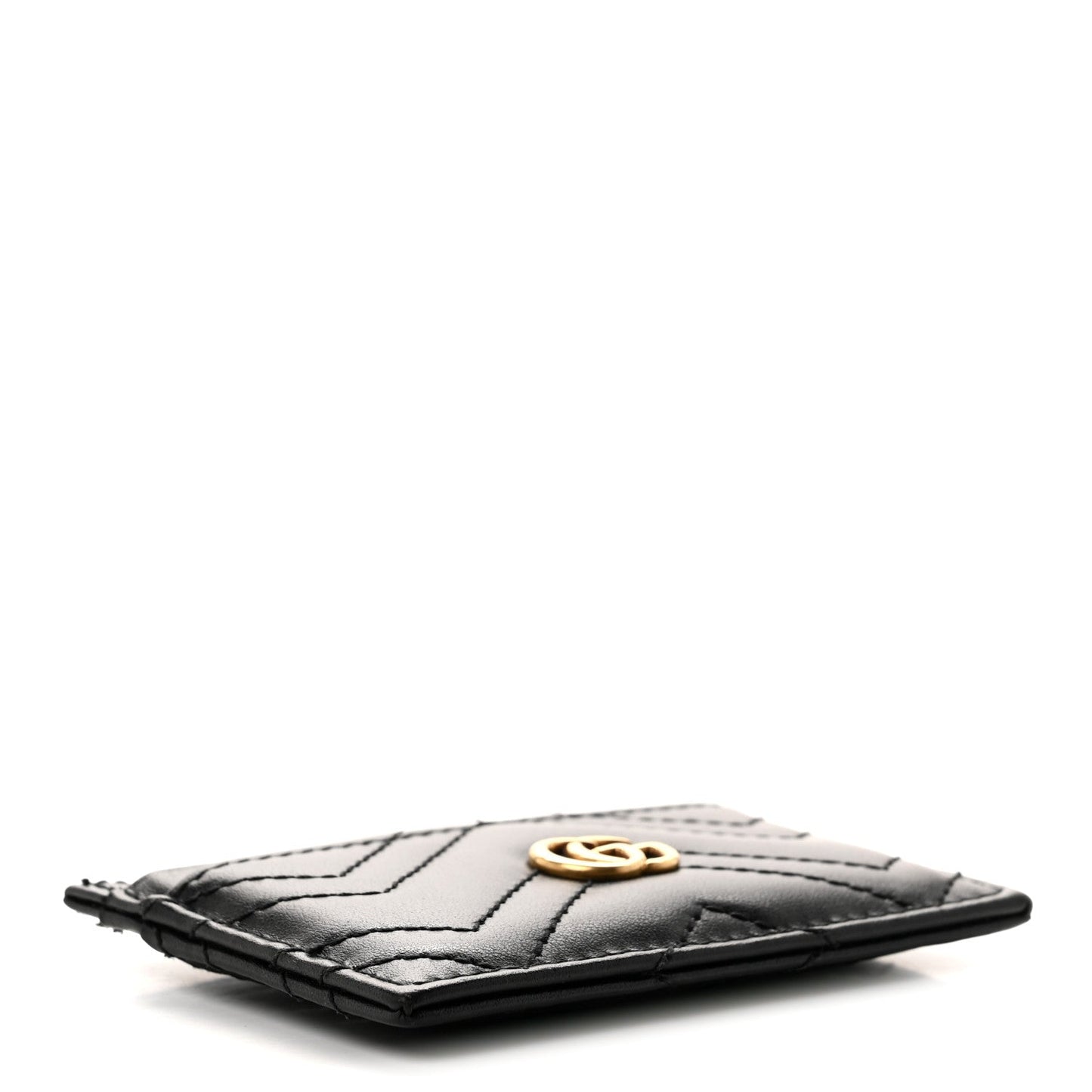 Calfskin Matelasse GG Marmont Card Holder Black