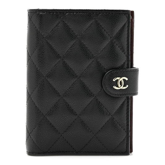 Caviar Quilted Passport Holder Black