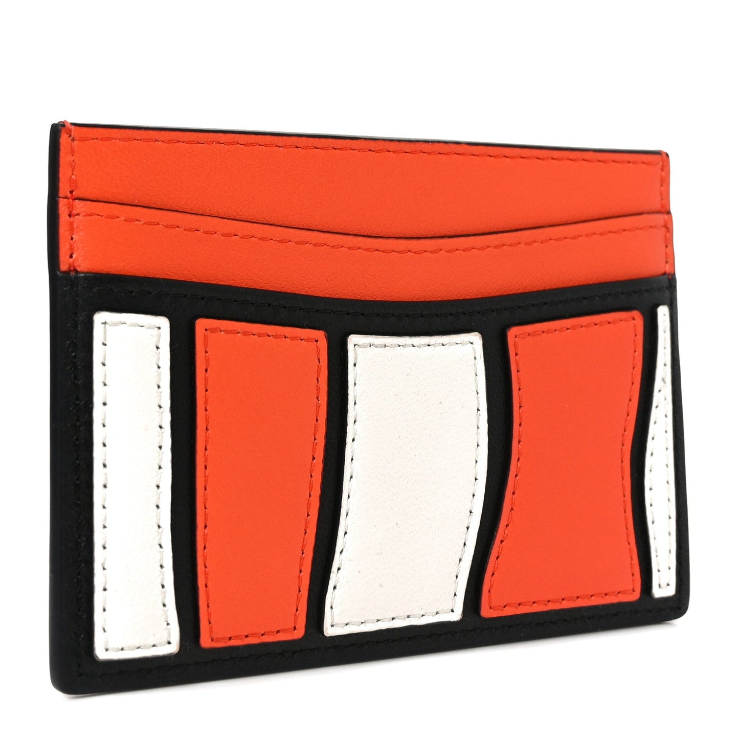 Lambskin Coco Beach Card Holder Orange White Black